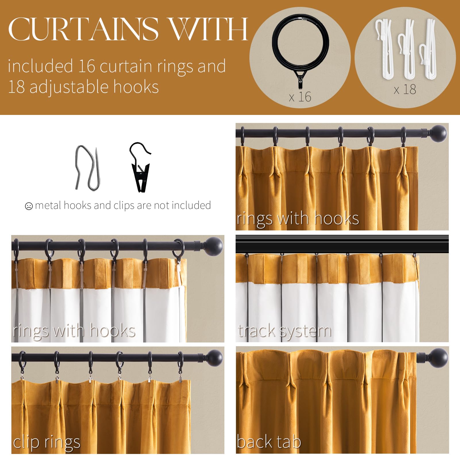 Topfinel 108 Inches Long Mustard Yellow Velvet Blackout Curtains for Living Room Large Window, Pinch Pleated Pastel Gold Cold Block Acoustic Floor Length Boho Track Curtains 2 Panels, 9 FT Valentines