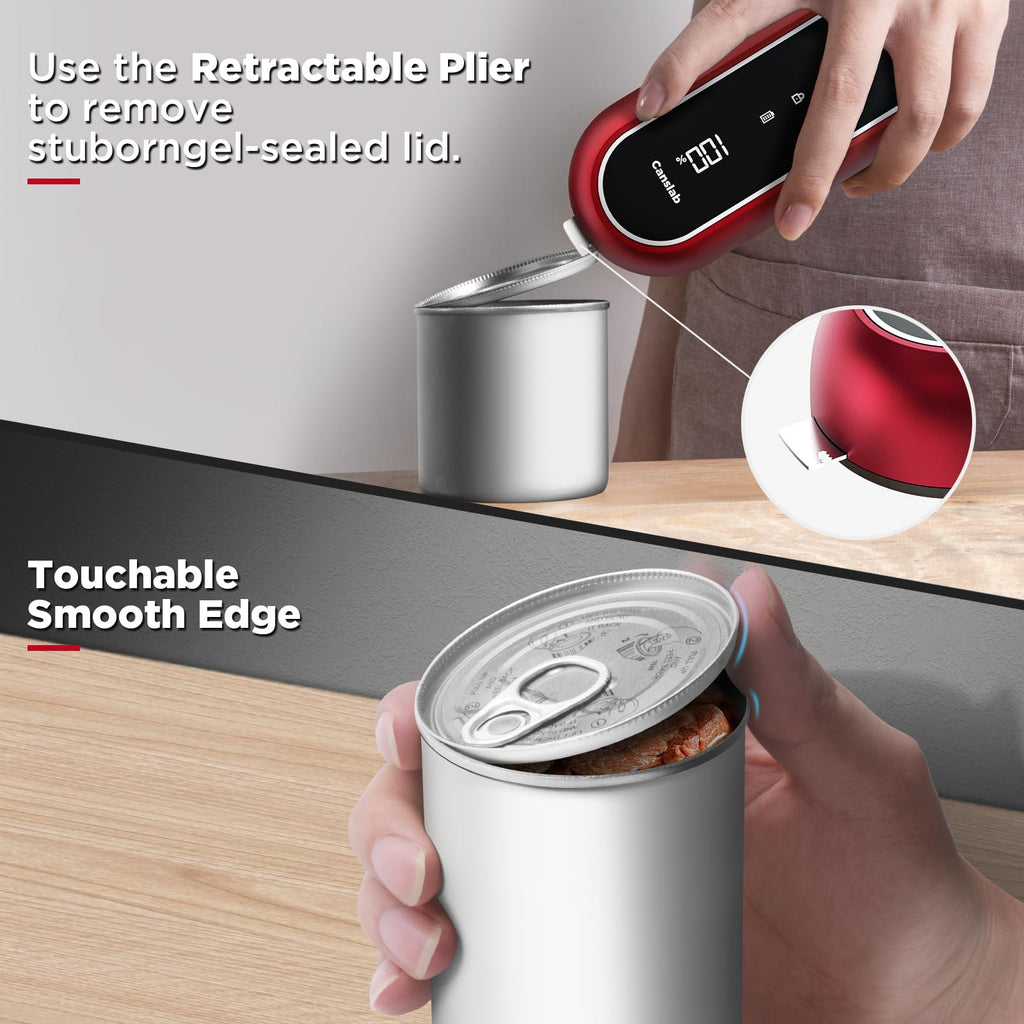 Canslab Turbo Rechargeable Can Opener - Professional Grade Blade, Auto-Stop, LED Battery Life Display, Wall-mountable, Side Cut Electric Can Opener for Smooth Edge, Hands-free Operation,USB-C Charging