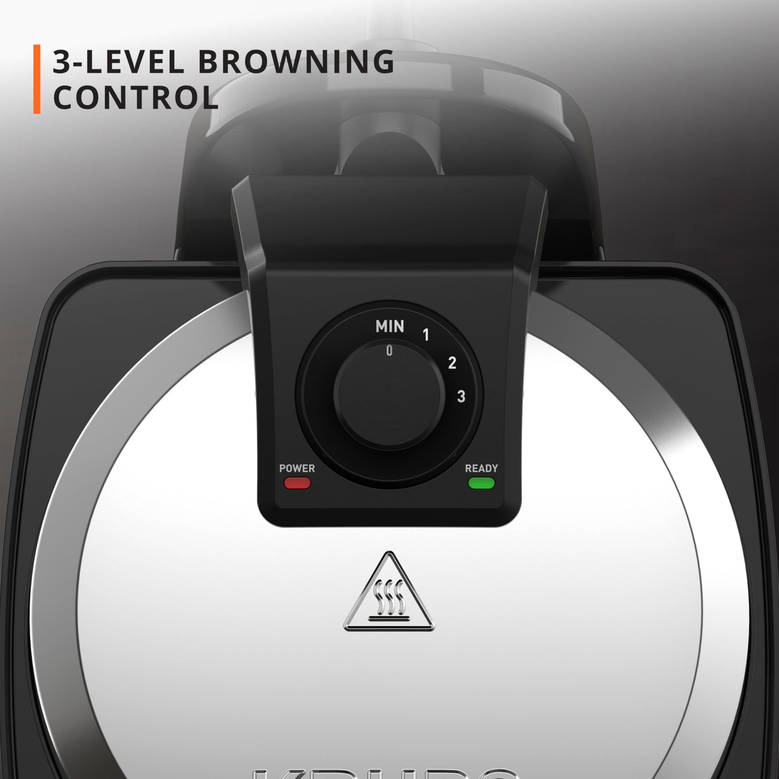 KRUPS 4-Slice Belgian Waffle Maker: Stainless Steel, 5 Browning Levels, Audible Ready Beep, Removable Plates, 1200W, Silver/Black, Large Waffle Maker Family Size, Great for Family Breakfasts