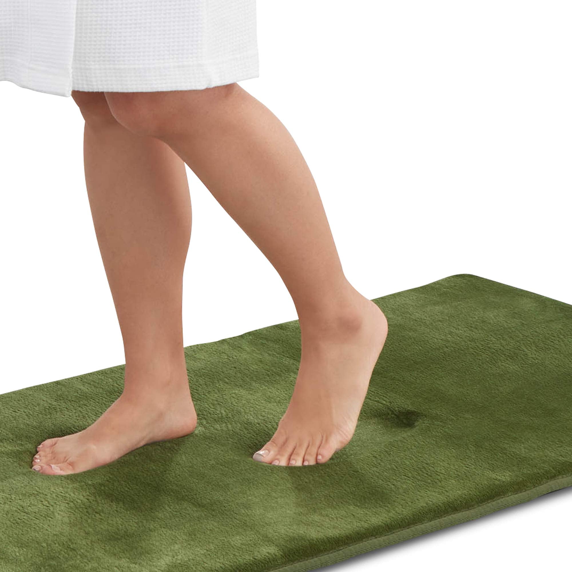 Genteele Memory Foam Bath Mat Non Slip Absorbent Super Cozy Velvet Bathroom Rug Carpet (20 inches X 32 inches, Grey)