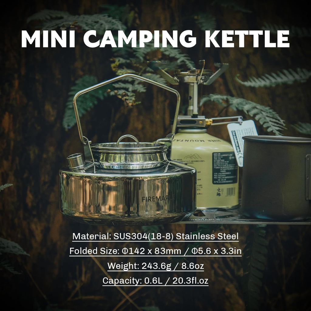 Fire-Maple Antarcti Portable 1.2 Liter Lightweight Stainless Steel Camping Kettle | Durable and Portable Camp Tea Pot | Ideal for Bushcraft and Outdoor Campfire Use