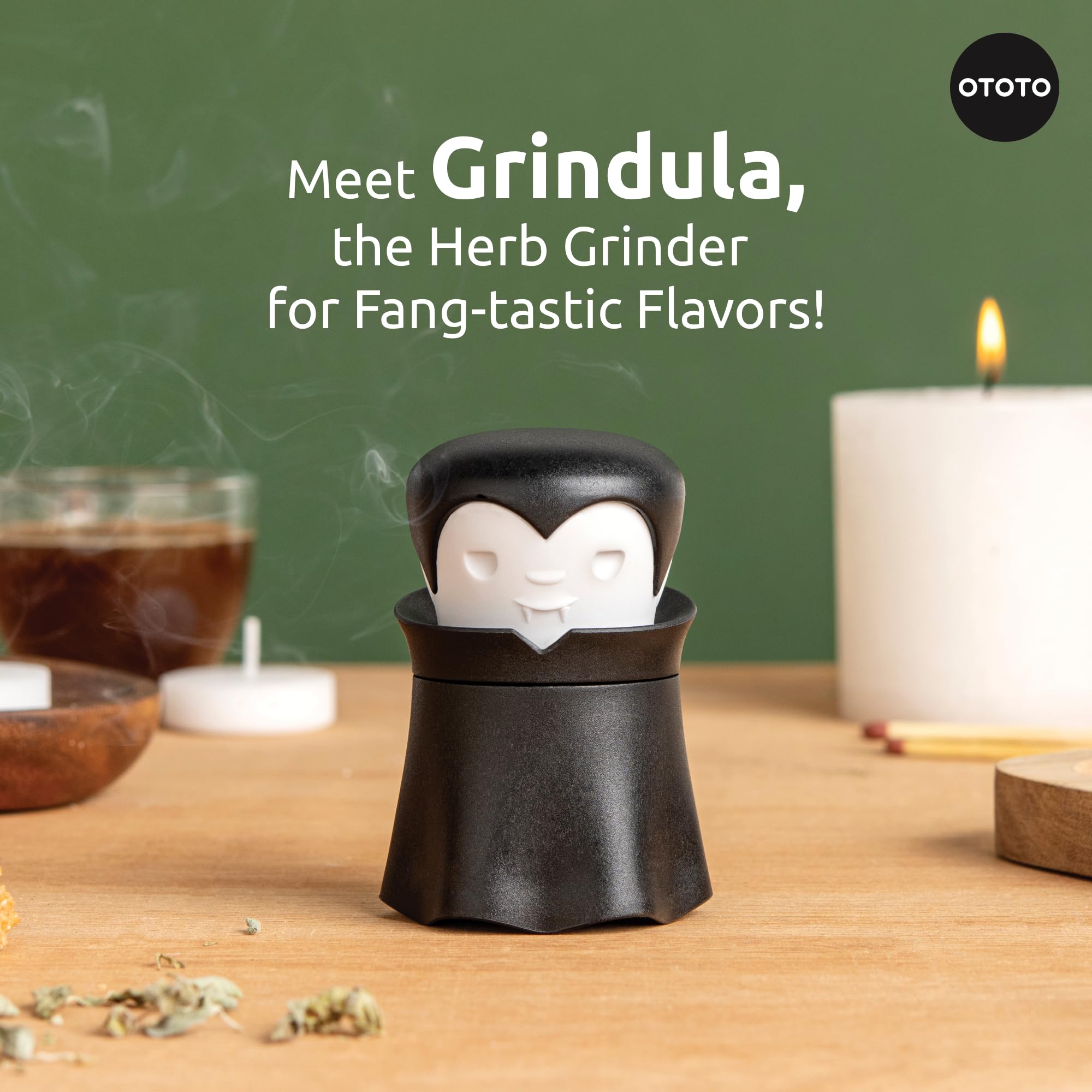OTOTO New Grindula Herb Grinder - Dracula Gothic Manual Spice Grinder for Kitchen, Halloween Mini Spice Grinder, Unique Kitchen Gadgets, Goth Accessories, Spooky Goth Kitchen Gifts, Black