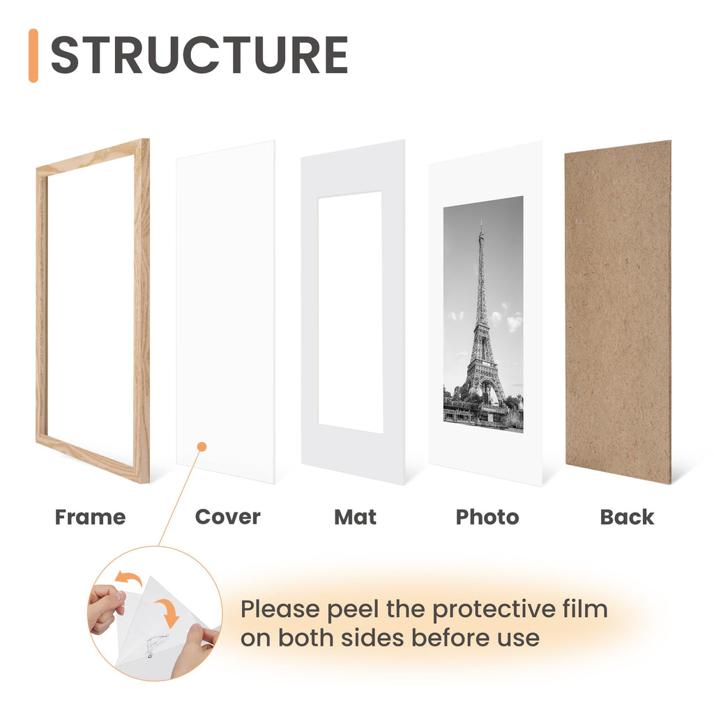 upsimples 8x10 Picture Frame Set of 5, Display Pictures 5x7 with Mat or 8 x 10 Without, Wall Gallery Photo Frames, Black