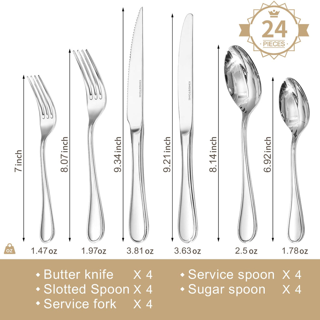 KINGSTONE 20 Piece Teardrop Silverware Set for 4, 18/10 Stainless Steel Flatware Set, Modern Design Cutlery Set for Home/Hotel/Wedding,Mirror Polished and Dishwasher Safe