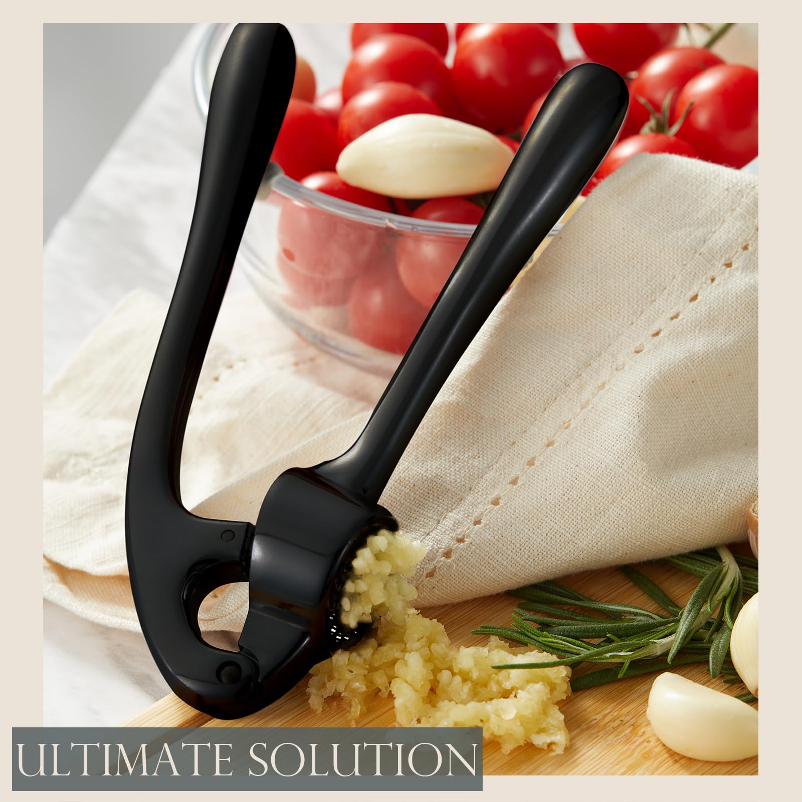 Kitessensu High Effective Garlic Press With Studs, Heavy Duty Garlic Mincer, Easy to Squeeze and Clean, Rust Proof & Dishwasher Safe, Ginger Crusher- Imperial Silver