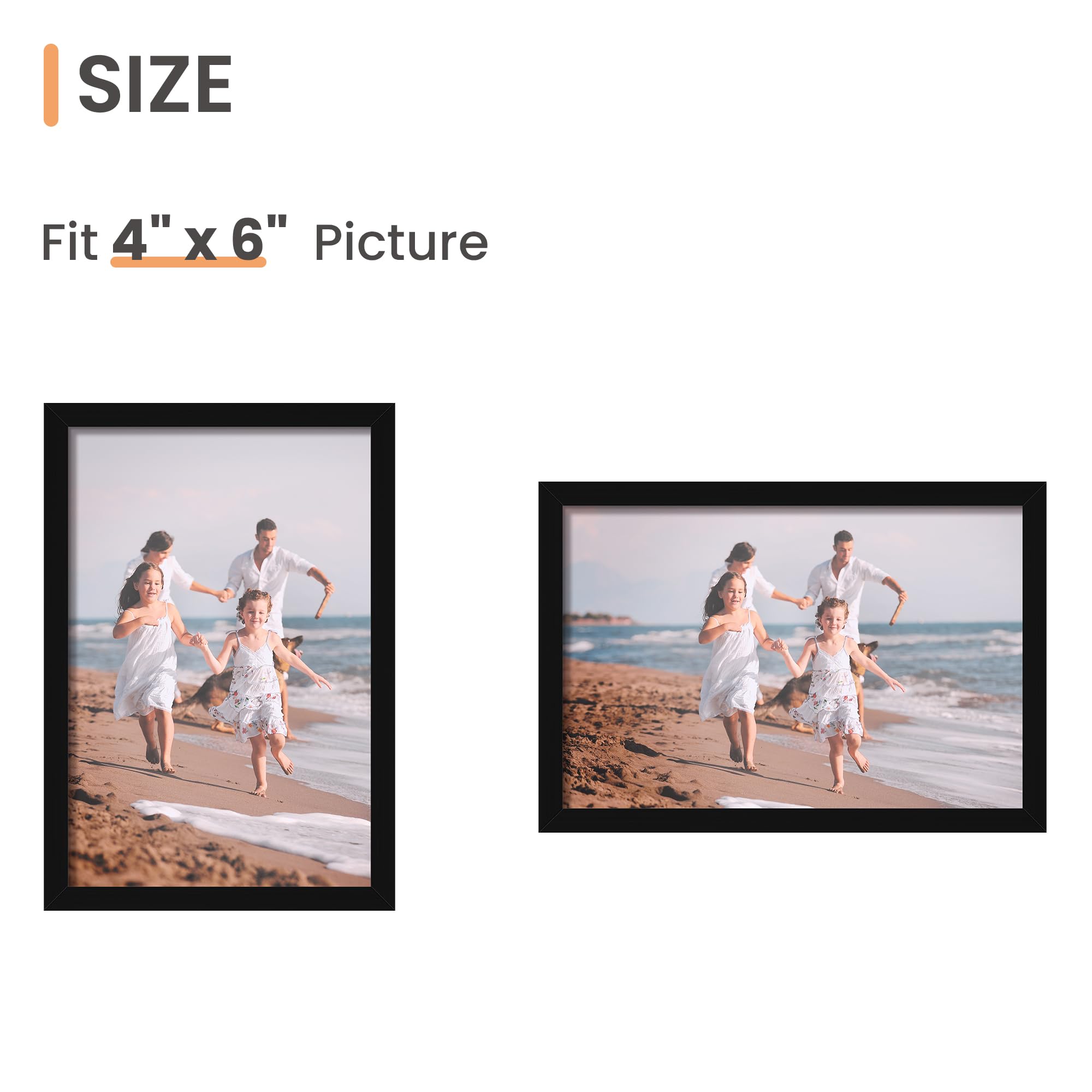 upsimples 5x7 Picture Frame Set of 3, Made of High Definition Glass for 5 x 7 Black Frames, Wall and Tabletop Display Thin Border Photo Frame for Home Décor