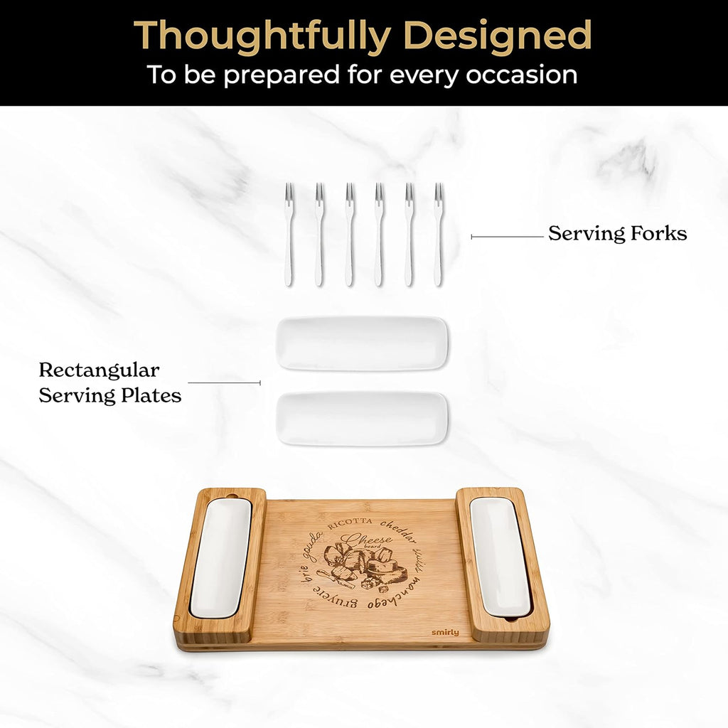 SMIRLY Charcuterie Boards Gift Set: Large Charcuterie Board Set, Bamboo Cheese Board Set - Unique for Women - House Warming Gifts New Home, Wedding Gifts for Couple, Bridal Shower Gift