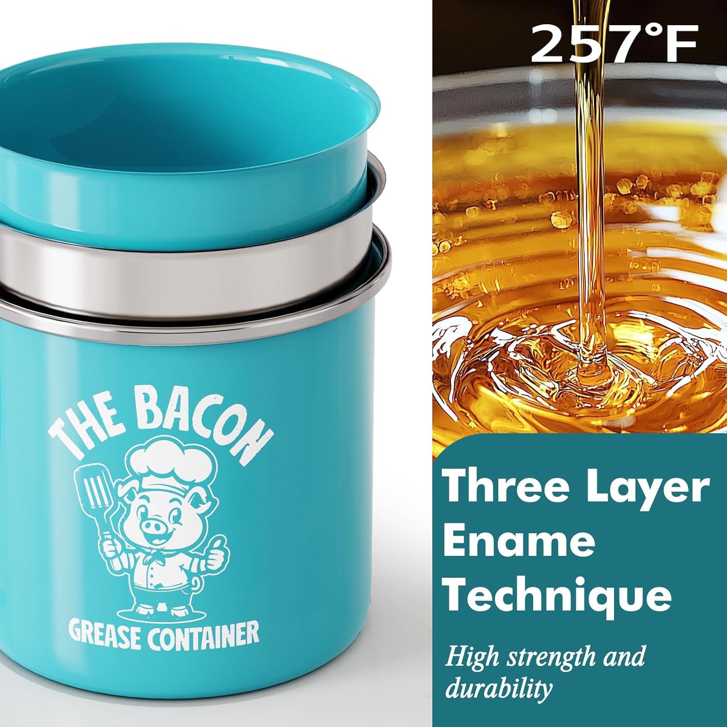 Aqua Meat Chopper And 15OZ Blue Bacon Grease Saver