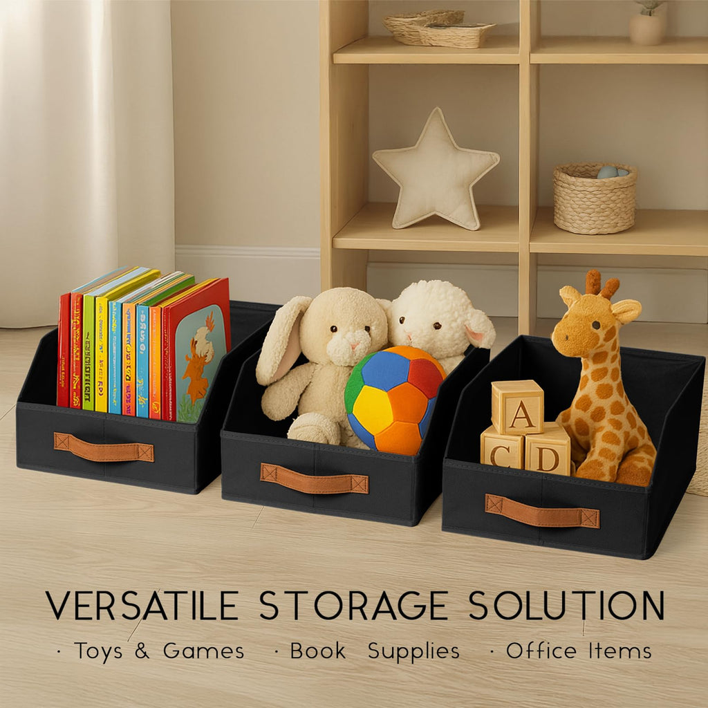 Homsorout Fabric Storage Bins for Organizing - 6 Pack Large Trapezoid Collapsible Storage Bins with Front Handle, Closet Organizers and Storage for Bedroom, Home Shelves, Small Spaces, Beige