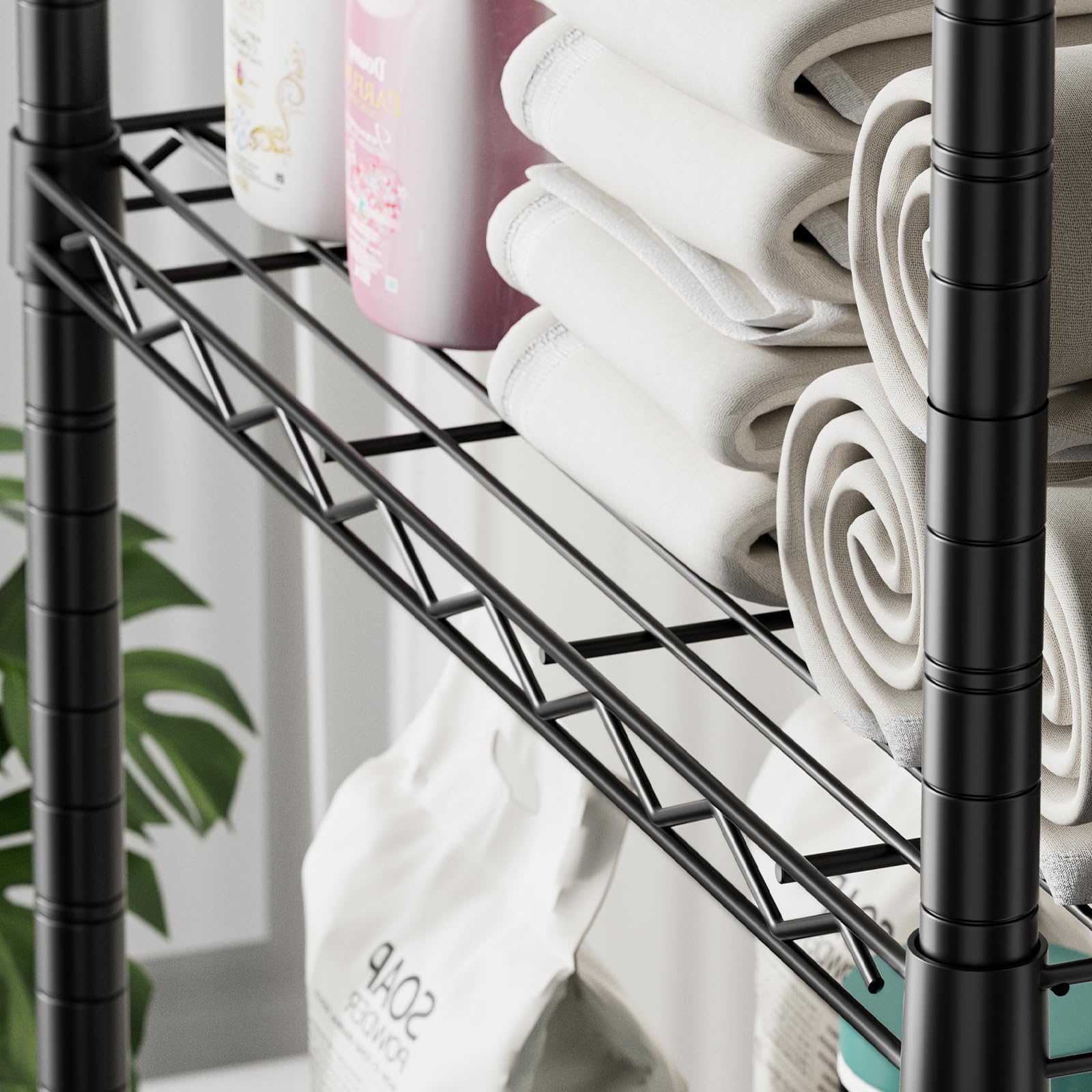 SINGAYE 3 Small Shelves Storage Shelf Wire Shelving Unit Metal Shelf Adjustable Organizers Storage Shelving with Wheels for Bathroom Laundry Room Kitchen Pantry11.5”D x 17.5”W x 30.5”H White