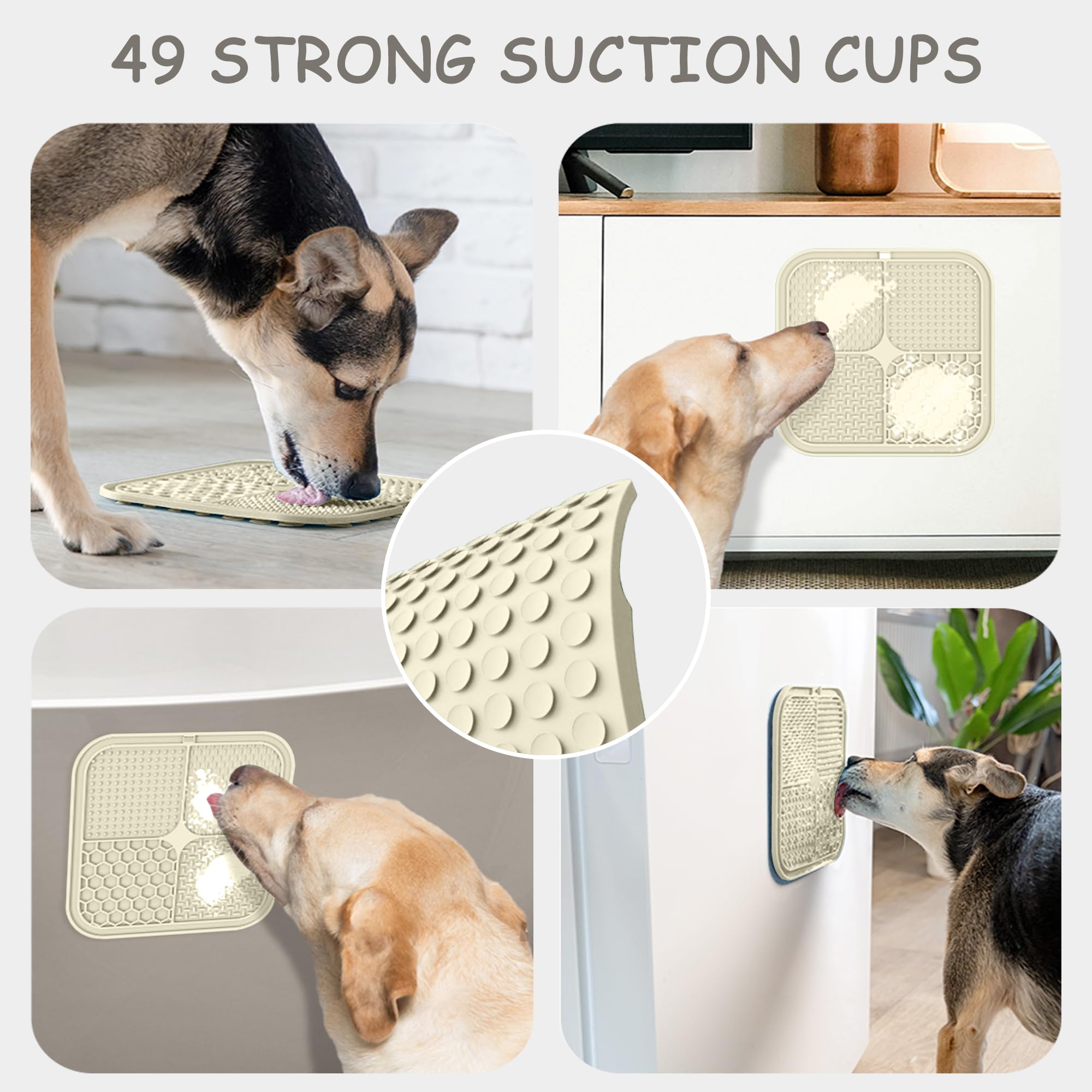 2 Pack Lick Mat for Dogs,Cats,Upgraded 8.5×8.5 inches Licking Mats with Suction Cups,Slow Feeder Licking Pad for Anxiety Relief and Boredom Reducer,Suitable for Dog Training Set 2