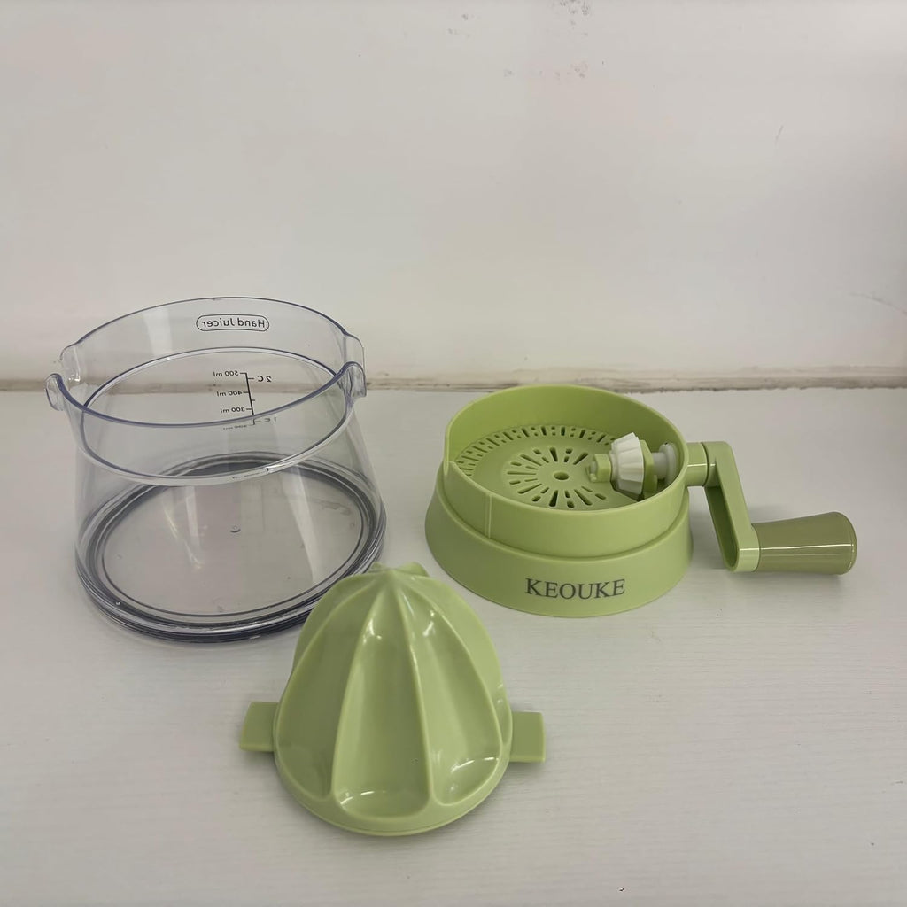KEOUKE Non-Electric Fruit Squeezers - Manual Non-Electric Fruit Squeezers with Collection Box, Nature Green Design, Perfect for Lemons, Limes, Oranges, and More