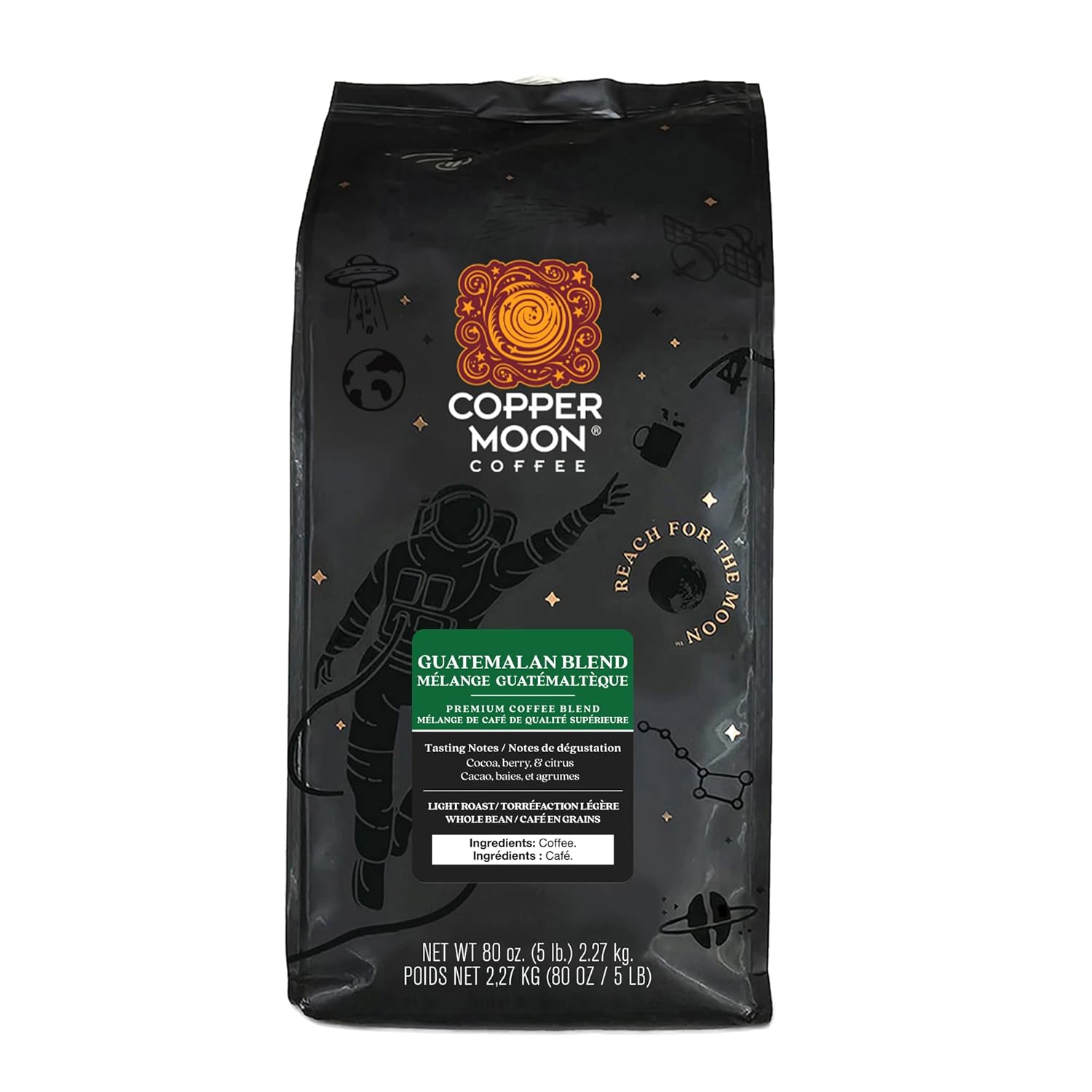 Copper Moon Medium Roast Whole Bean Coffee, Stargazer Blend, 2 Lb