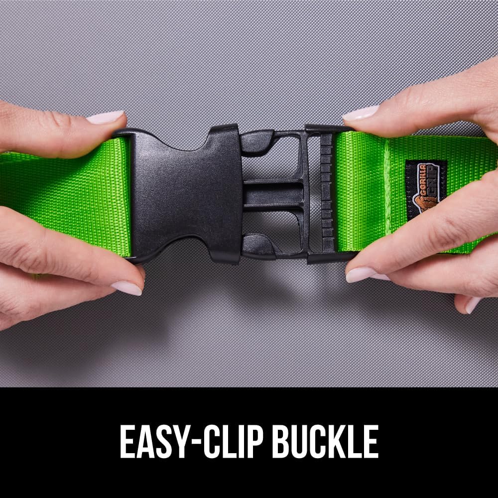 GORILLA GRIP Heavy Duty Adjustable Luggage Straps for Suitcases, Easy to Identify Travel Belt Connector Holds Suitcase Together, Extends Life of Bag, Strap Connects Two Bags, Accessories 2 Pack Green