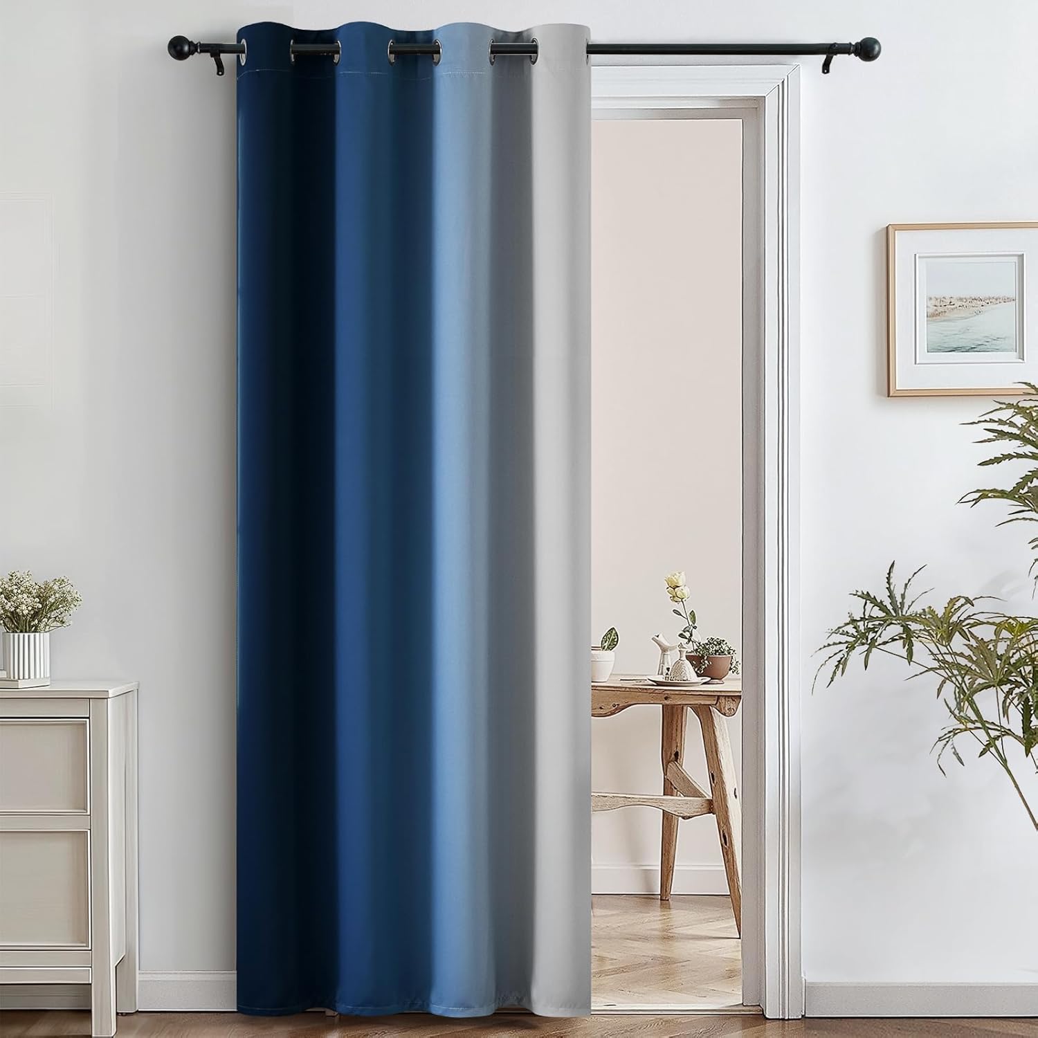SimpleHome Ombre Room Darkening Curtains for Bedroom, Gradient Black to Grey White Light Blocking Thermal Insulated Grommet Window Curtain/Drapes for Living Room,2 Panels, 52x84 inches Length