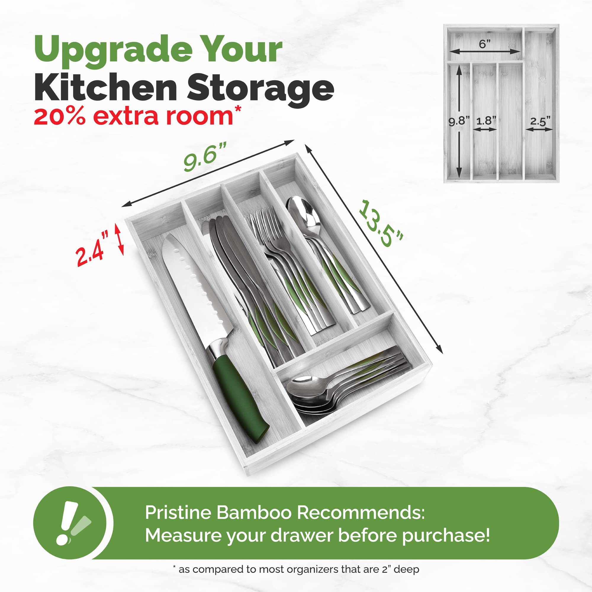 Silverware Organizer - Expandable Kitchen Drawer Organizer - Adjustable Kitchen Drawer Organizer for Utensils, Expandable to 22 Inches Wide, 10 Compartments, Silverware Tray for Drawer