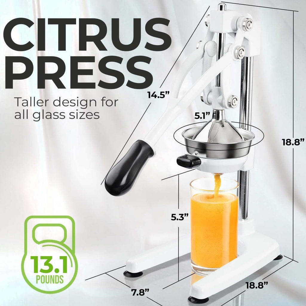 Zulay Kitchen Cast Iron Juicer - Easy-to-Clean Heavy-Duty Manual Juicer, Professional Citrus Juicer - Stainless Steel Lemon Squeezer - Manual Citrus Press & Orange Squeezer - Orange Juicer (Black)