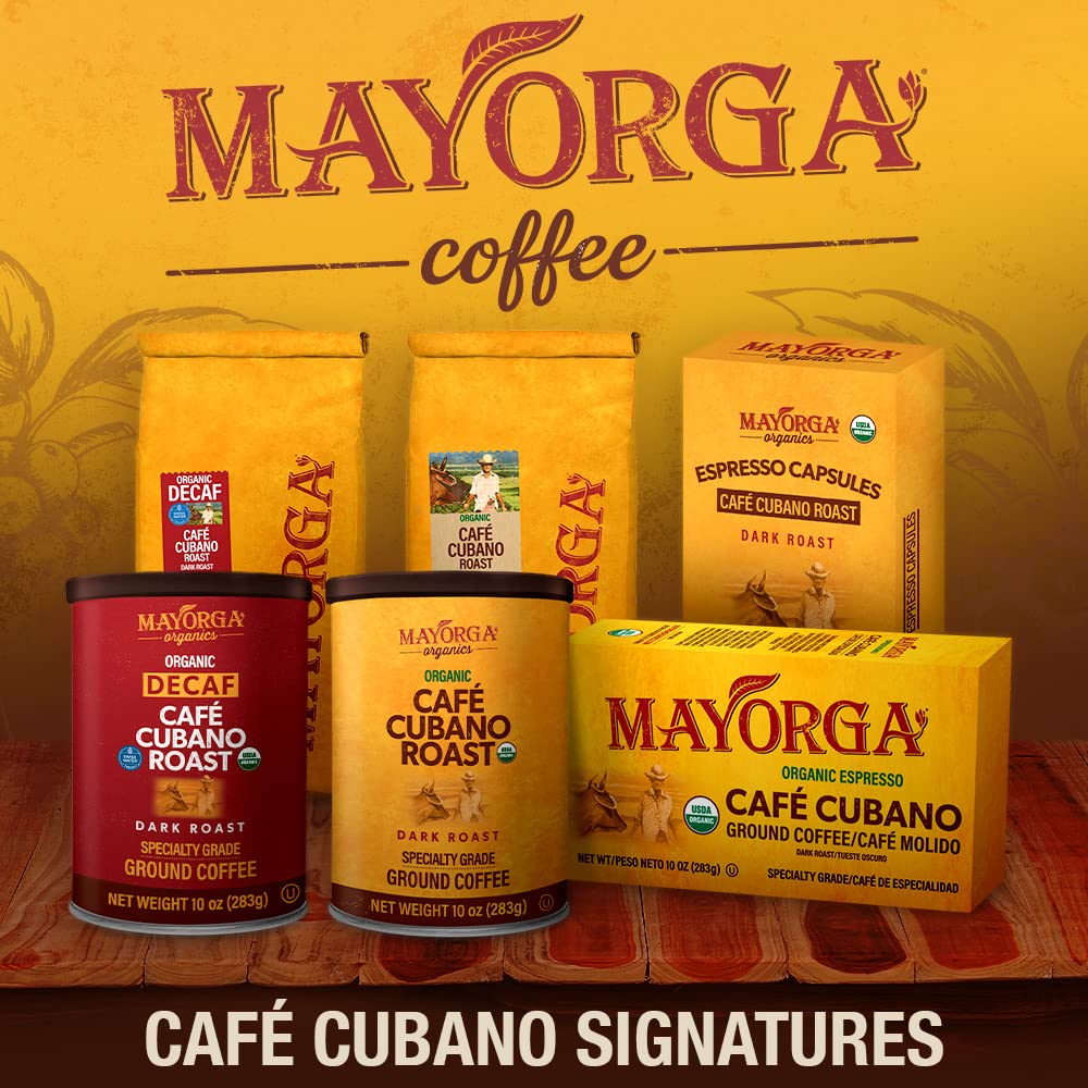 Mayorga Organic Coffee 2lb Cafe Cubano Roast - Dark Roast Whole Bean Specialty Grade Coffee, 100% Arabica, Slow Roasted, Bold and Smooth Flavor with Low Acidity - USDA Organic, Non-GMO, Kosher