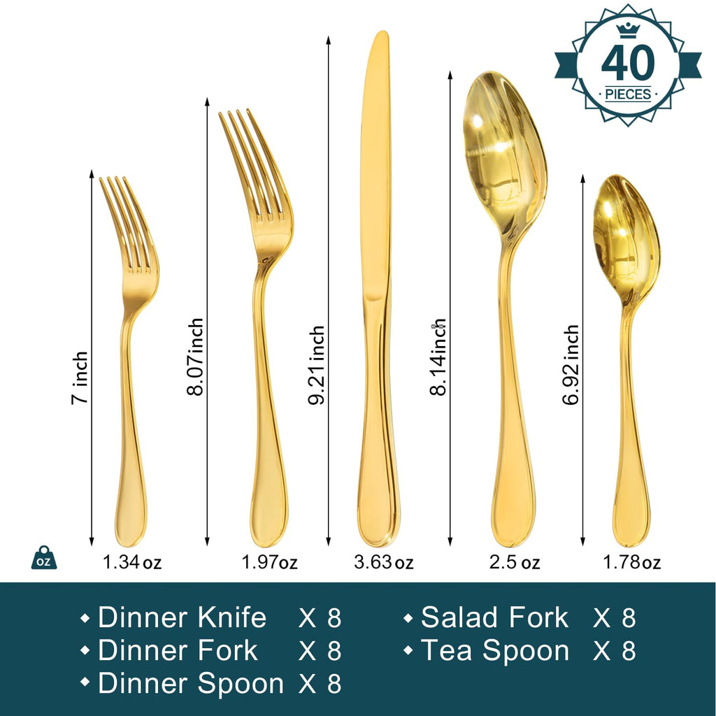 KINGSTONE 20 Piece Teardrop Silverware Set for 4, 18/10 Stainless Steel Flatware Set, Modern Design Cutlery Set for Home/Hotel/Wedding,Mirror Polished and Dishwasher Safe