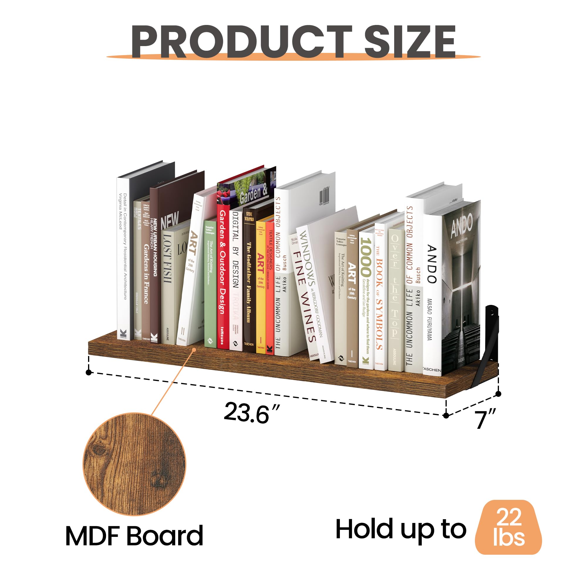 upsimples Floating Book Shelves for Wall, 15.7 Inches Wood Shelves for Living Room, Bathroom, Bedroom, Kitchen Storage and Decoration, White