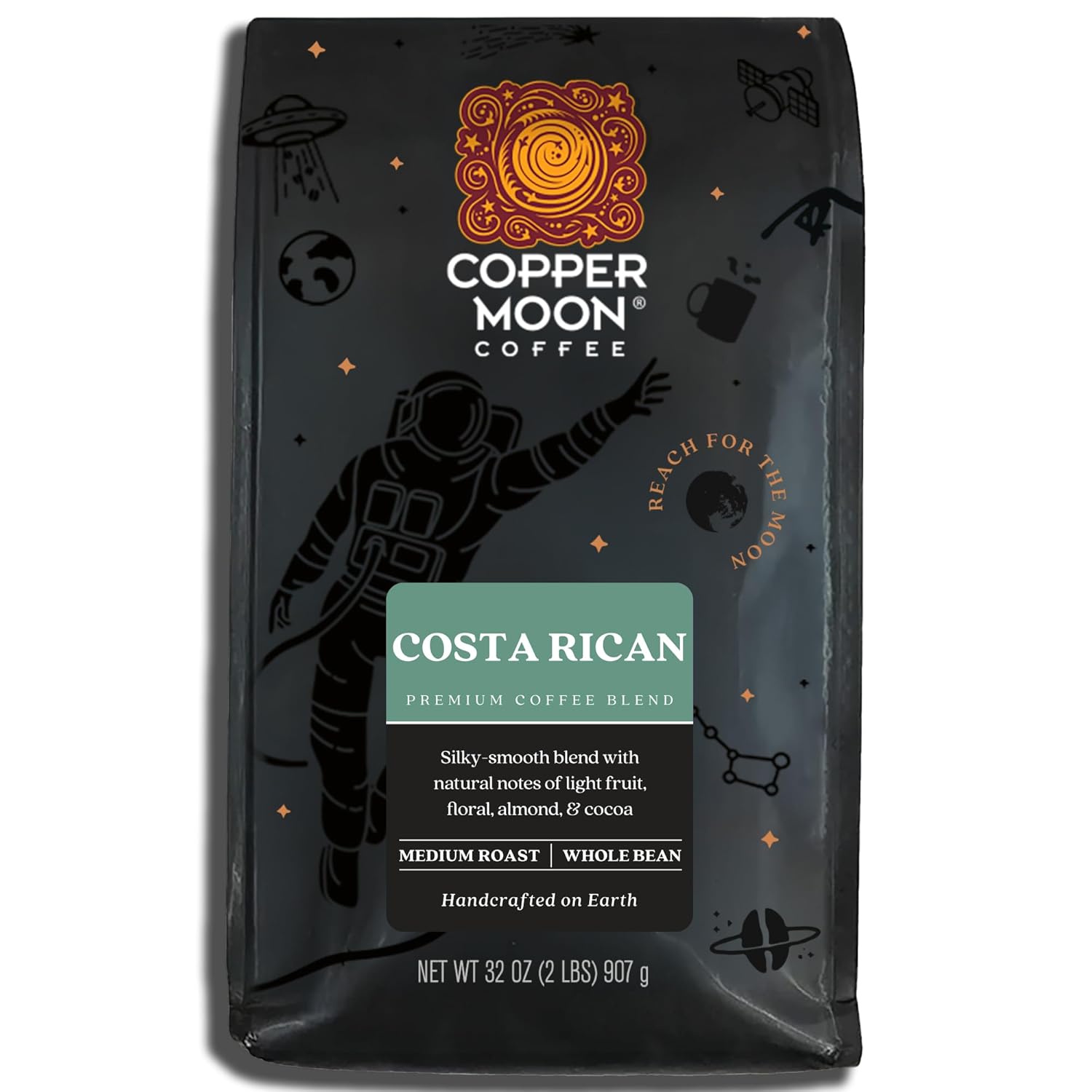 Copper Moon Medium Roast Whole Bean Coffee, Stargazer Blend, 2 Lb