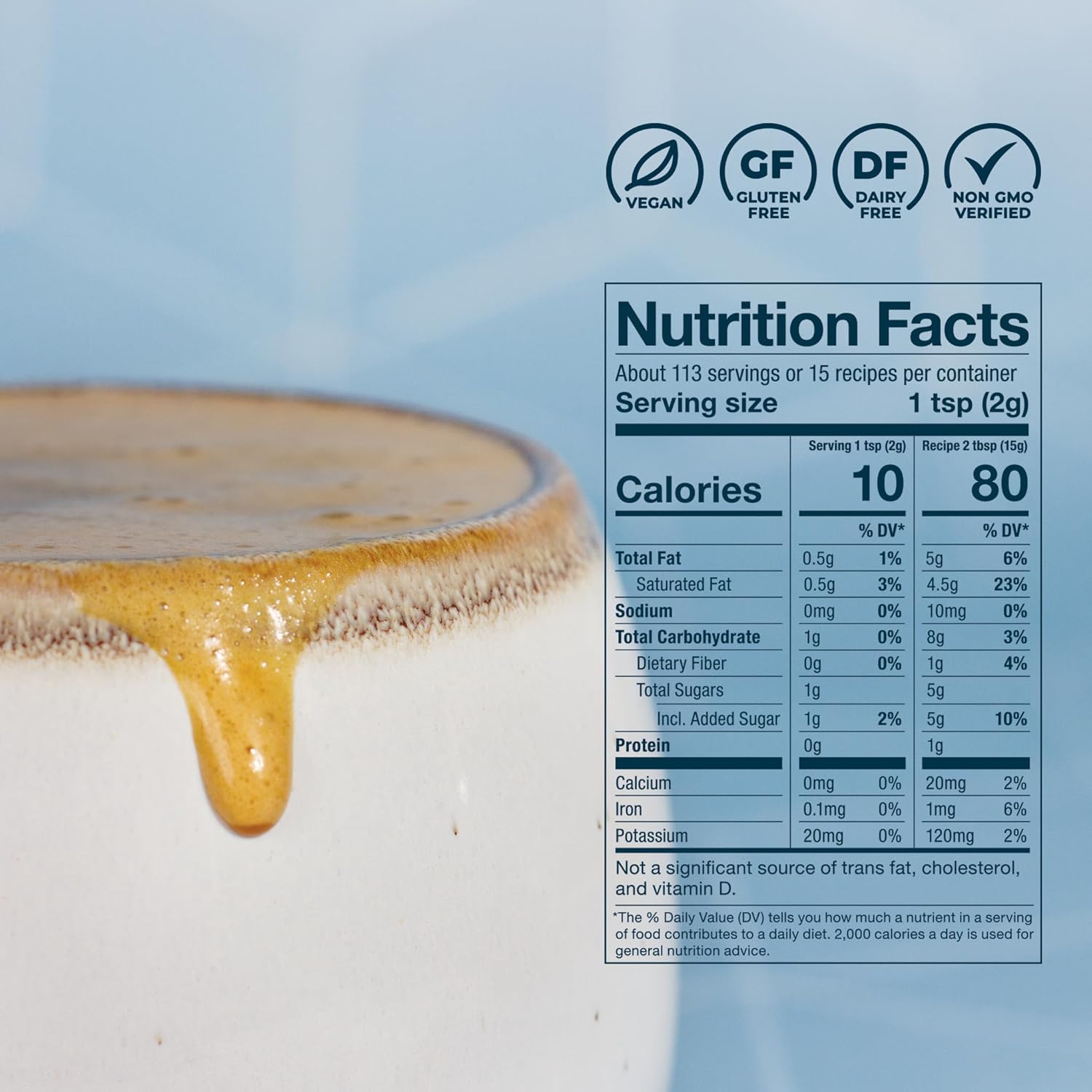 Laird Superfood Non-Dairy Coconut Powder Creamer - Sweet & Creamy + Adaptogens - Superfood Creamer with Functional Mushrooms - Non-GMO, Vegan, 8 oz. Bag, Pack of 1