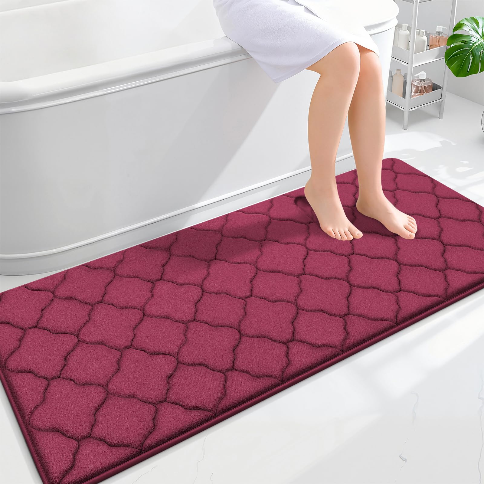 OLANLY Memory Foam Bath Mat Rug 24x16, Ultra Soft and Absorbent Bathroom Rugs, Non-Slip, Comfortable, Machine Washable Bath Carpet for Bathroom Floor, Tub, Shower and Home Decor Accessories, Black