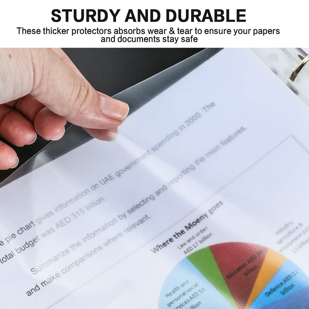 Sheet Protectors, PANDRI 600 Pack Clear Heavy Duty Plastic Page Protectors Sheet Reinforced 11-Hole Fit for 3 Ring Binder Fits Standard 8.5 x 11 Paper, 9.25 x 11.25 Top Loaded, Excluding Acid