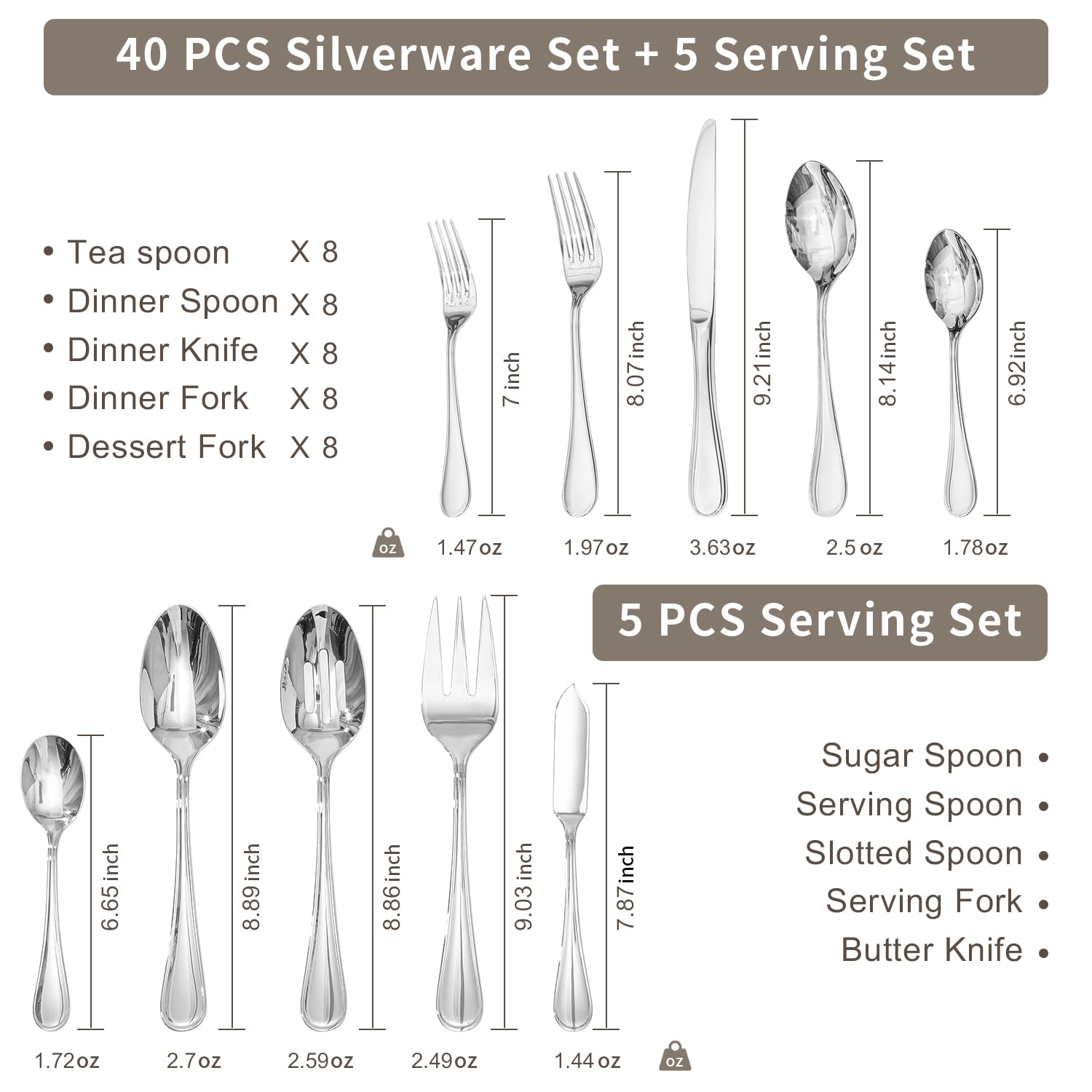 KINGSTONE 20 Piece Teardrop Silverware Set for 4, 18/10 Stainless Steel Flatware Set, Modern Design Cutlery Set for Home/Hotel/Wedding,Mirror Polished and Dishwasher Safe