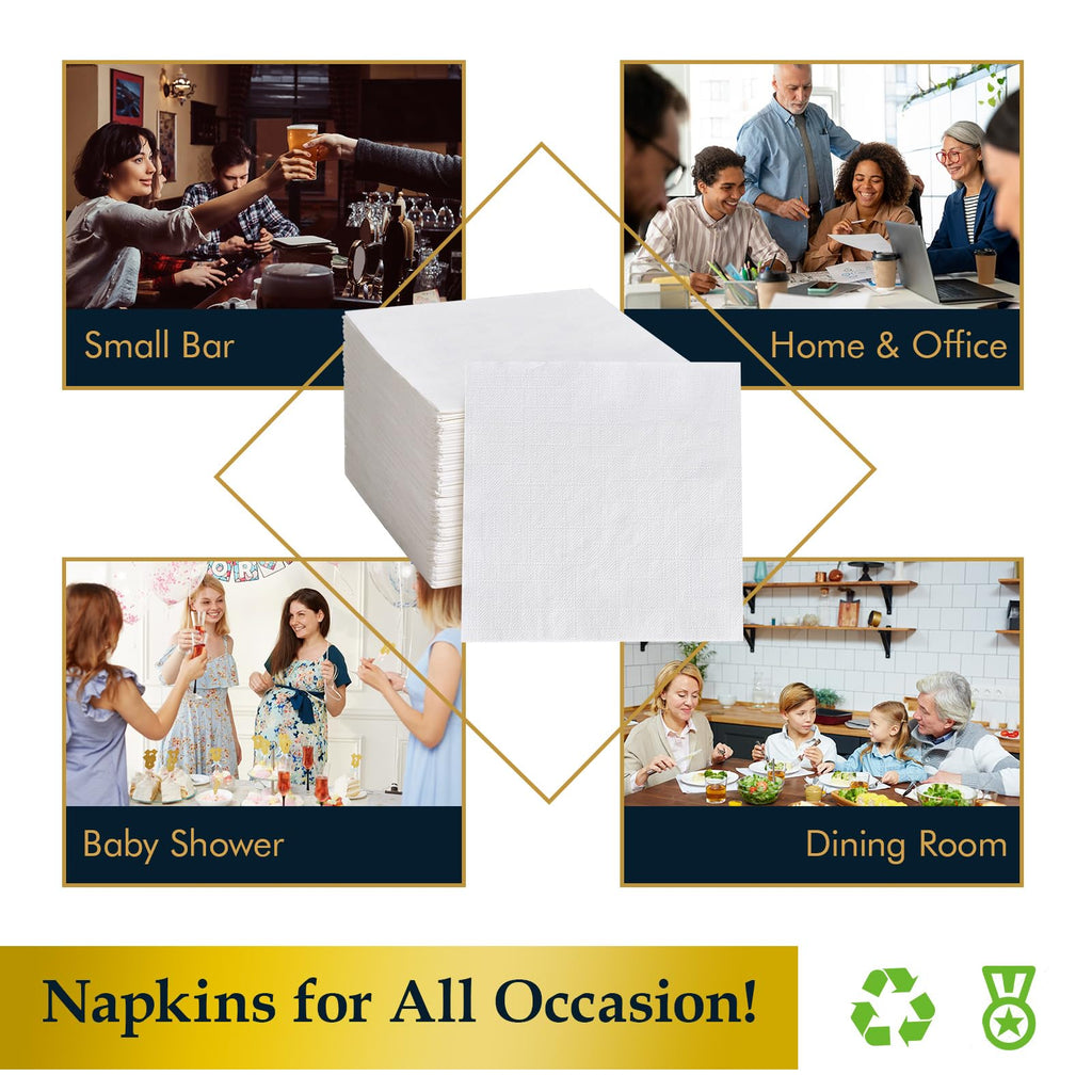 Vplus 200 Pack Cocktail Napkins Paper, 3-Ply Beverage Napkins, Disposable Gold Square Napkins, Perfect for Restaurant, Event, Bar, Wedding, Baby Shower and Birthday Party