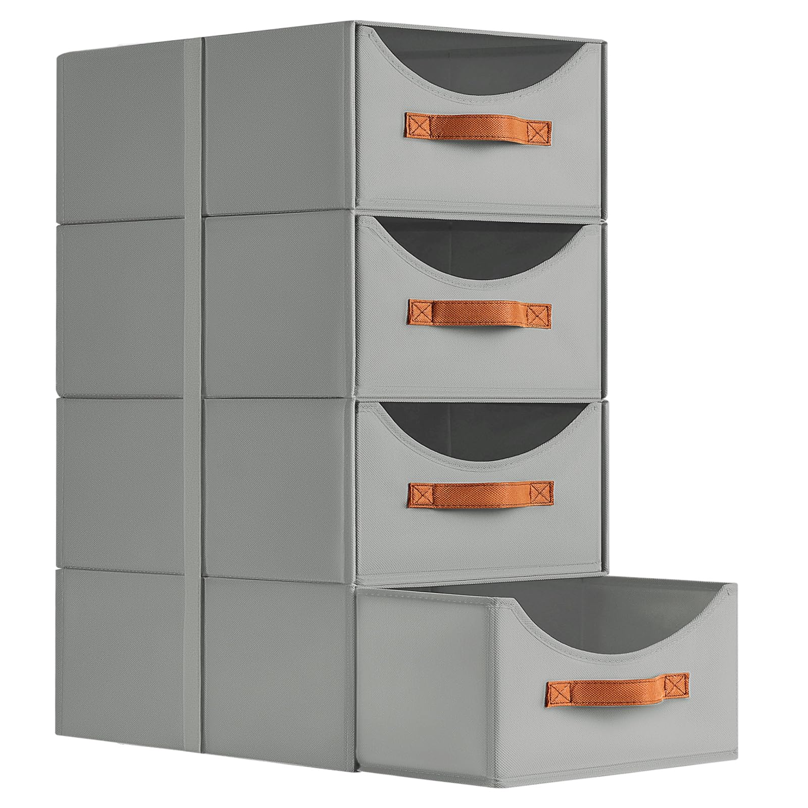 Homsorout Stackable Storage Drawers - Collapsible Storage Bins with Drawers, 4 Pack Closet Shelf Organizer Basket, Fabric Pull Out Organizer for Bedroom, Living Room, Dorm, Beige