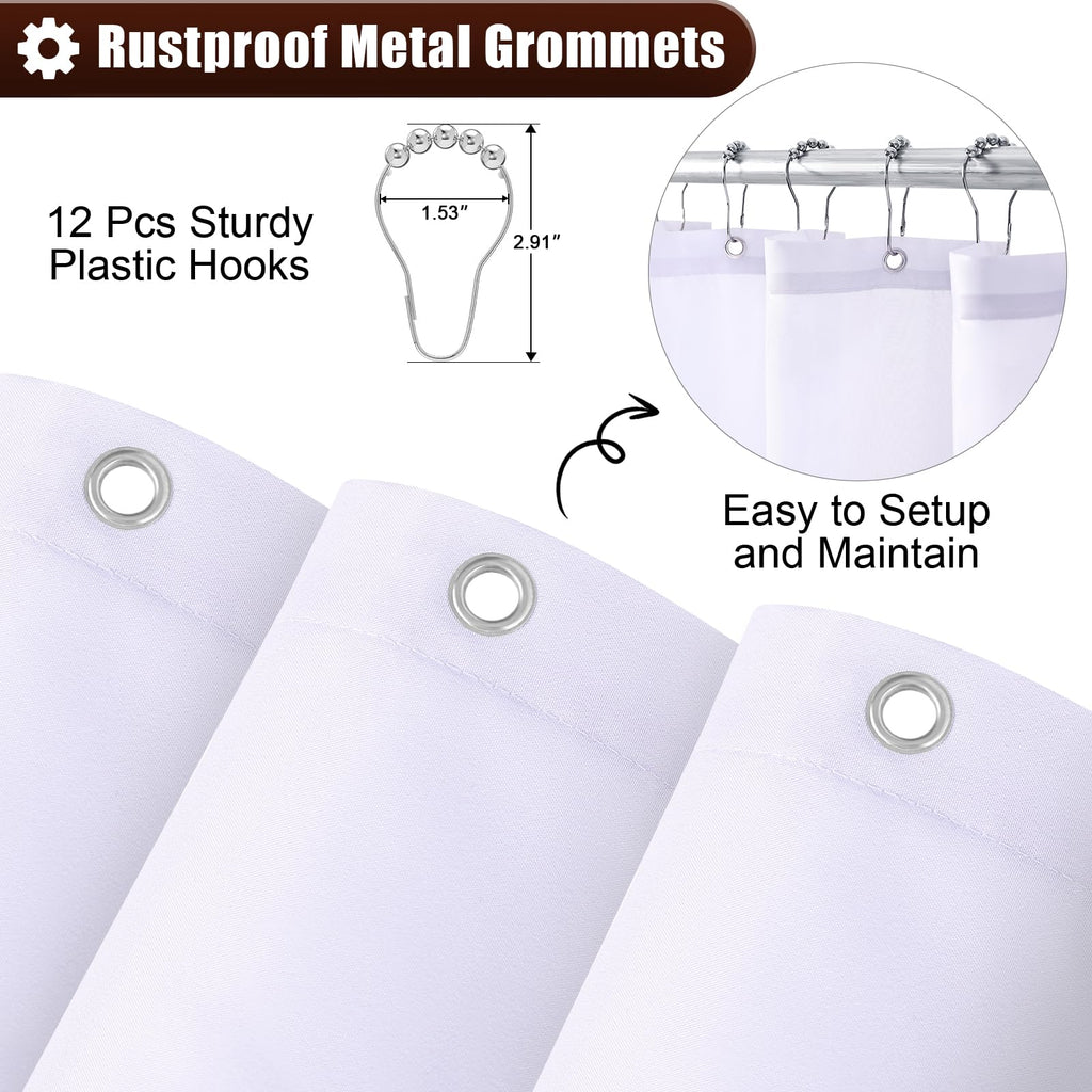 OLANLY Luxury Black and Grey Ombre Shower Curtain Sets with 12 Hooks, Waterproof and Washable Decorative Shower Curtains for Bathroom, 72x72 Inches