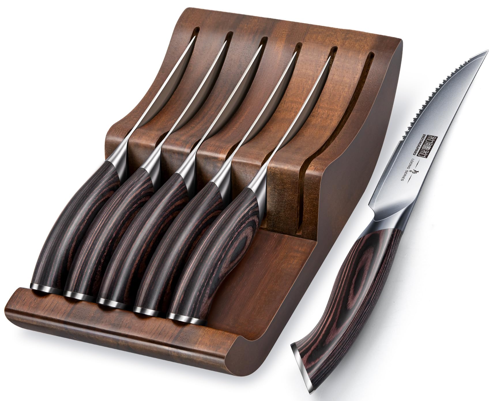 HOSHANHO Steak Knives Set of 6, Ultra Sharp 4.5 Inch Serrated Steak Knife Set, Japanese High Carbon Steel Kitchen Steak Knives with Ergonomic Handle