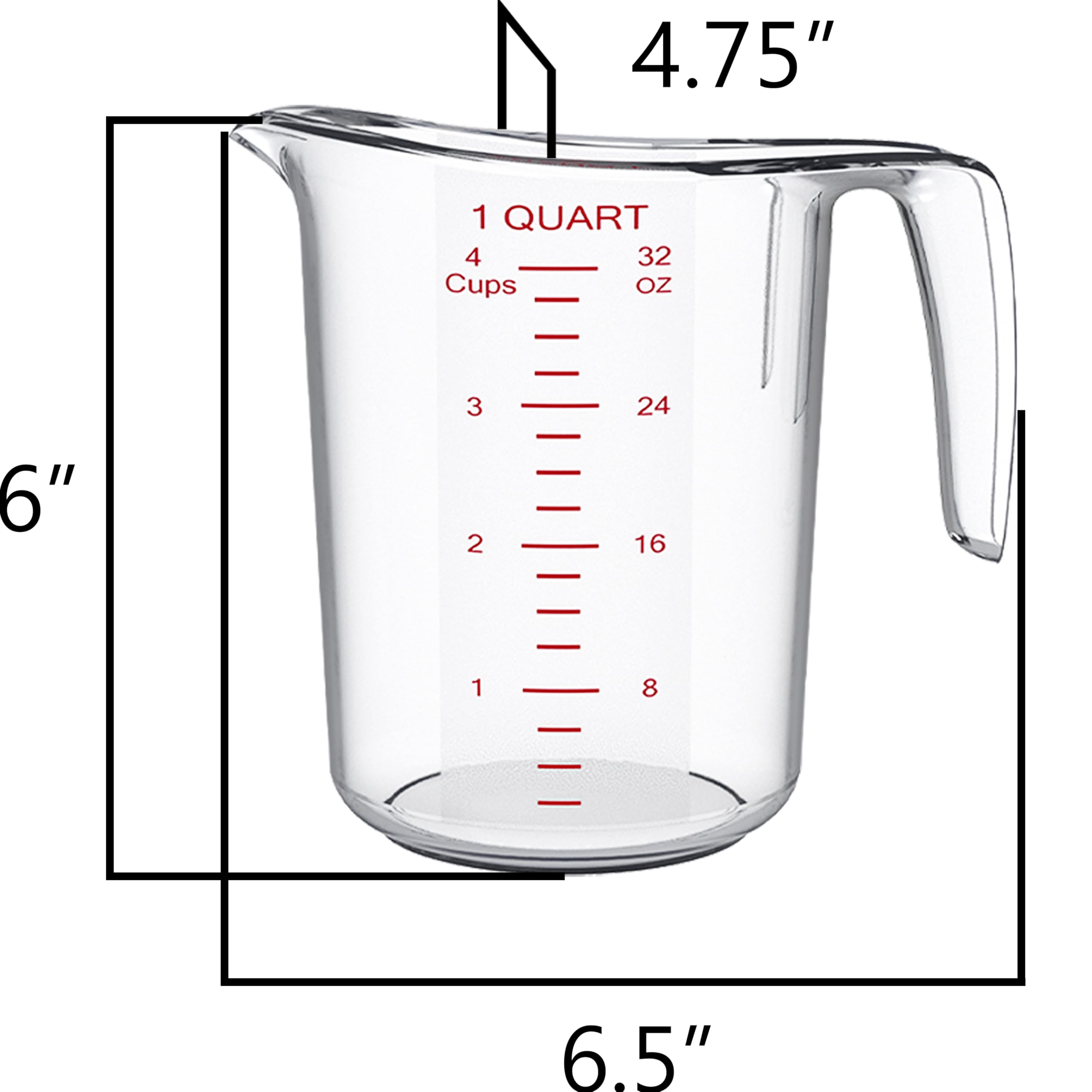 DaYammi Measuring Cups 3-Piece, Unbreakable Food-Grade Plastic Measuring Cup for Dishwasher, 1/2/4-Cup Nesting Liquid Measuring Cups for Prepping, Baking, Cooking, Readable Markings, Clear