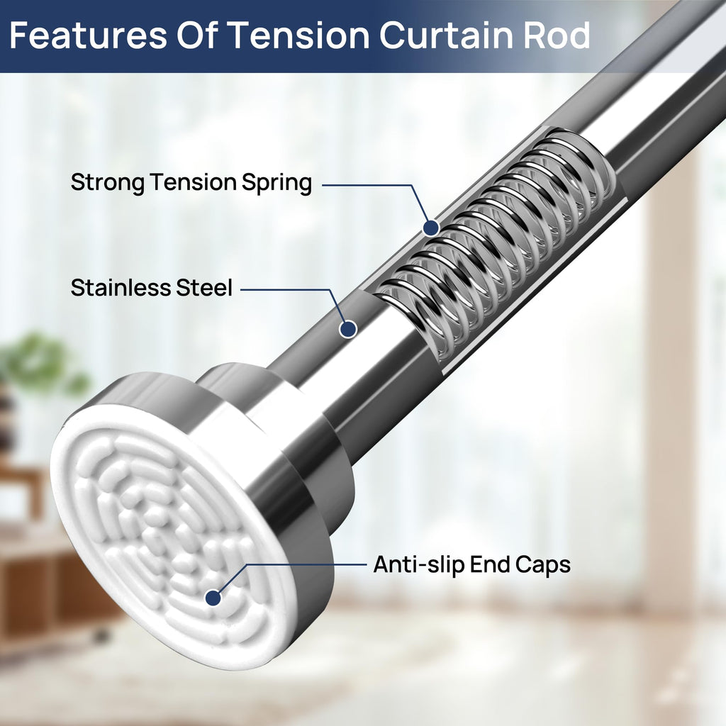 ENJOYBASICS 2 Pack Adjustable Spring Tension Curtain Rods 32 to 66 Inches, Stainless Steel Matte Black Shower Rod No Drilling for Window, Bathroom, Closet, Room Divider, 7/8" Diameter