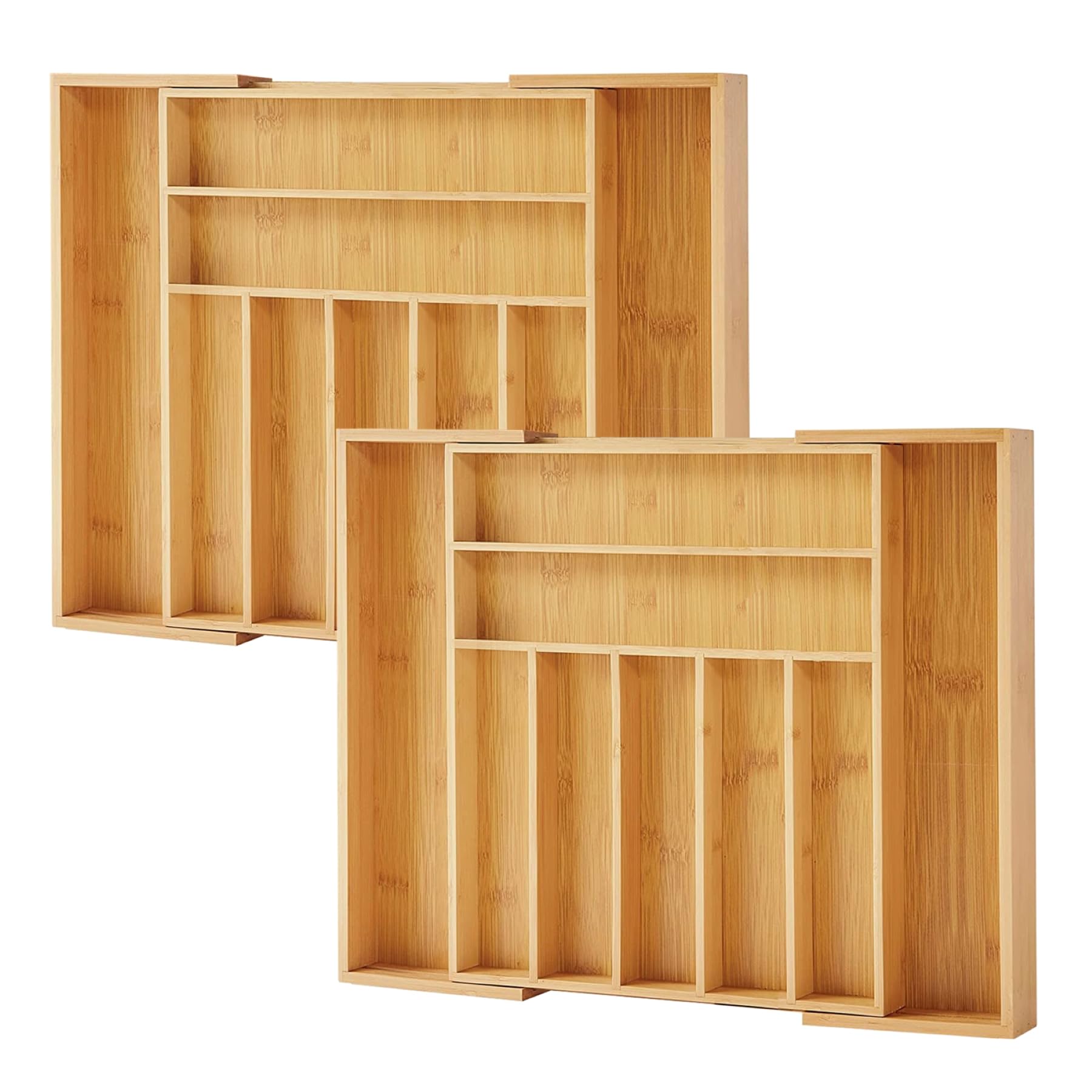 Purawood Bamboo Drawer Organizer - Expandable Silverware Organizer & Utensil Drawer Organizer, Cutlery Tray with Dividers, 7-9 Slots- Kitchen Organizer for Utensils & Flatware (Natural)