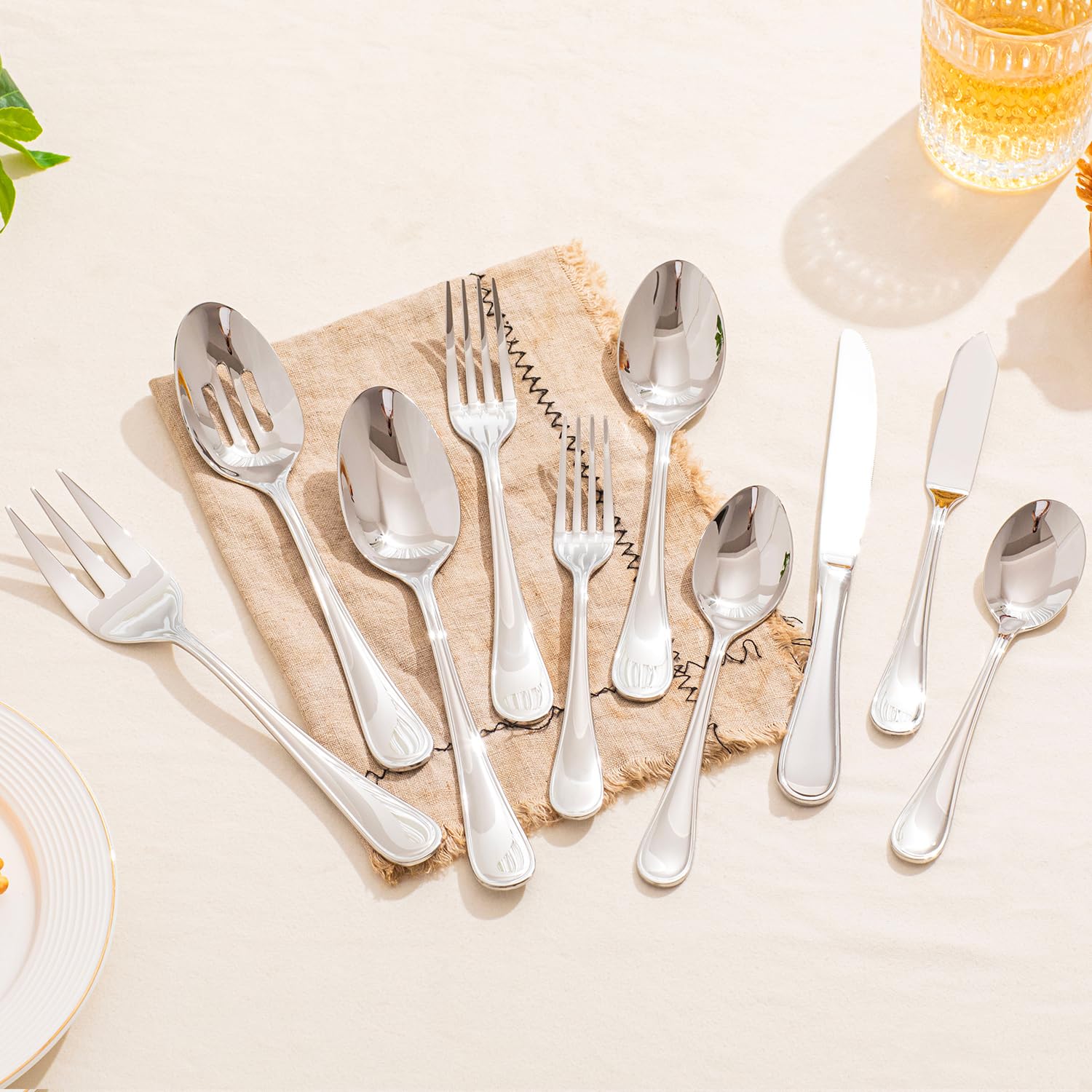 KINGSTONE 20 Piece Teardrop Silverware Set for 4, 18/10 Stainless Steel Flatware Set, Modern Design Cutlery Set for Home/Hotel/Wedding,Mirror Polished and Dishwasher Safe