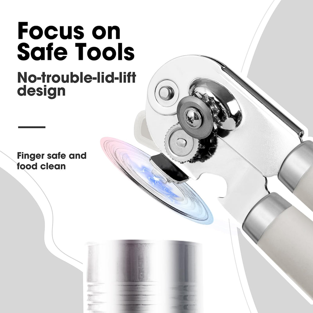 Beneno Heavy Duty Hand Can Opener Manual with Magnet, Durable Sharp Carbon Steel Blade Smooth Cutting, Big Effort-Saving Knob & Soft Grip Handle, Multifunctional Kitchen Tool with Bottle Opener, Green