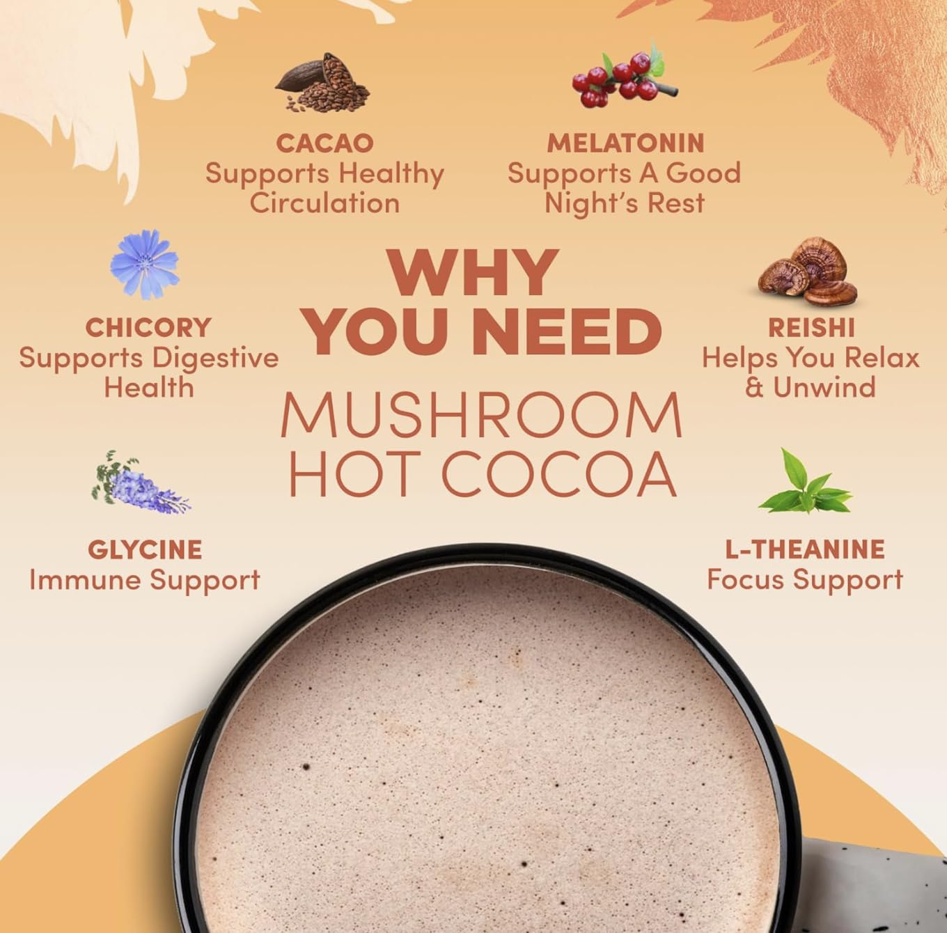 RYZE SUPERFOODS Day + Night Bundle with Mushroom Coffee and RYZE Hot Cocoa, USDA Organic Mushroom Coffee with 6 Adaptogenic Mushrooms & MCT Oil, Hot Cocoa Keto Sleep Aid with Melatonin, 30+20 s