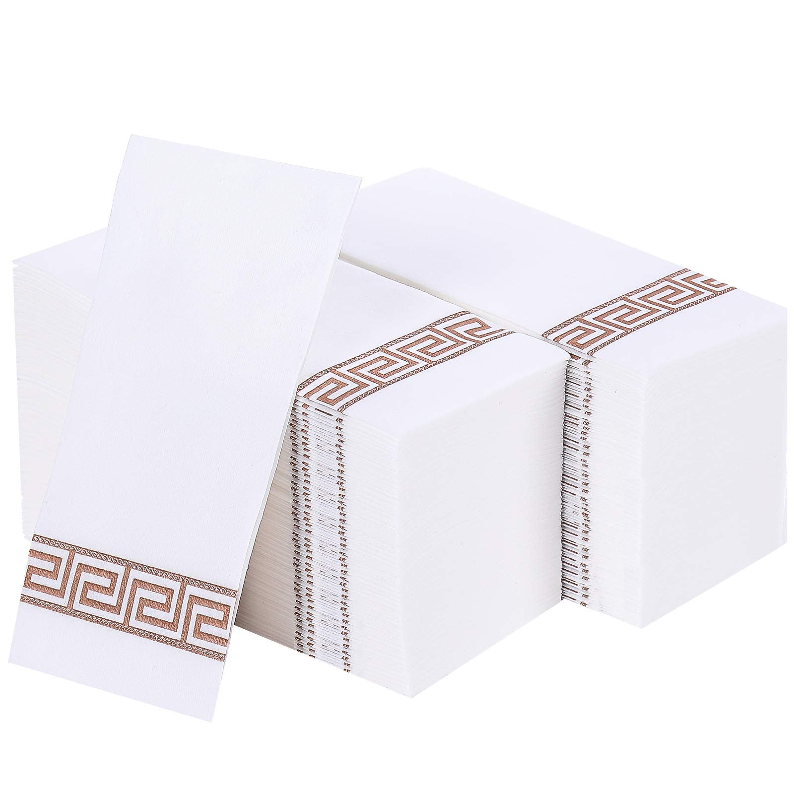 Vplus 200 PACK Guest Towels Disposable Bathroom, Decorative Bathroom Napkins, Soft and Absorbent Disposable Dinner Napkins Cloth Like for Kitchen, Parties, Weddings, Christmas Party（Gold)