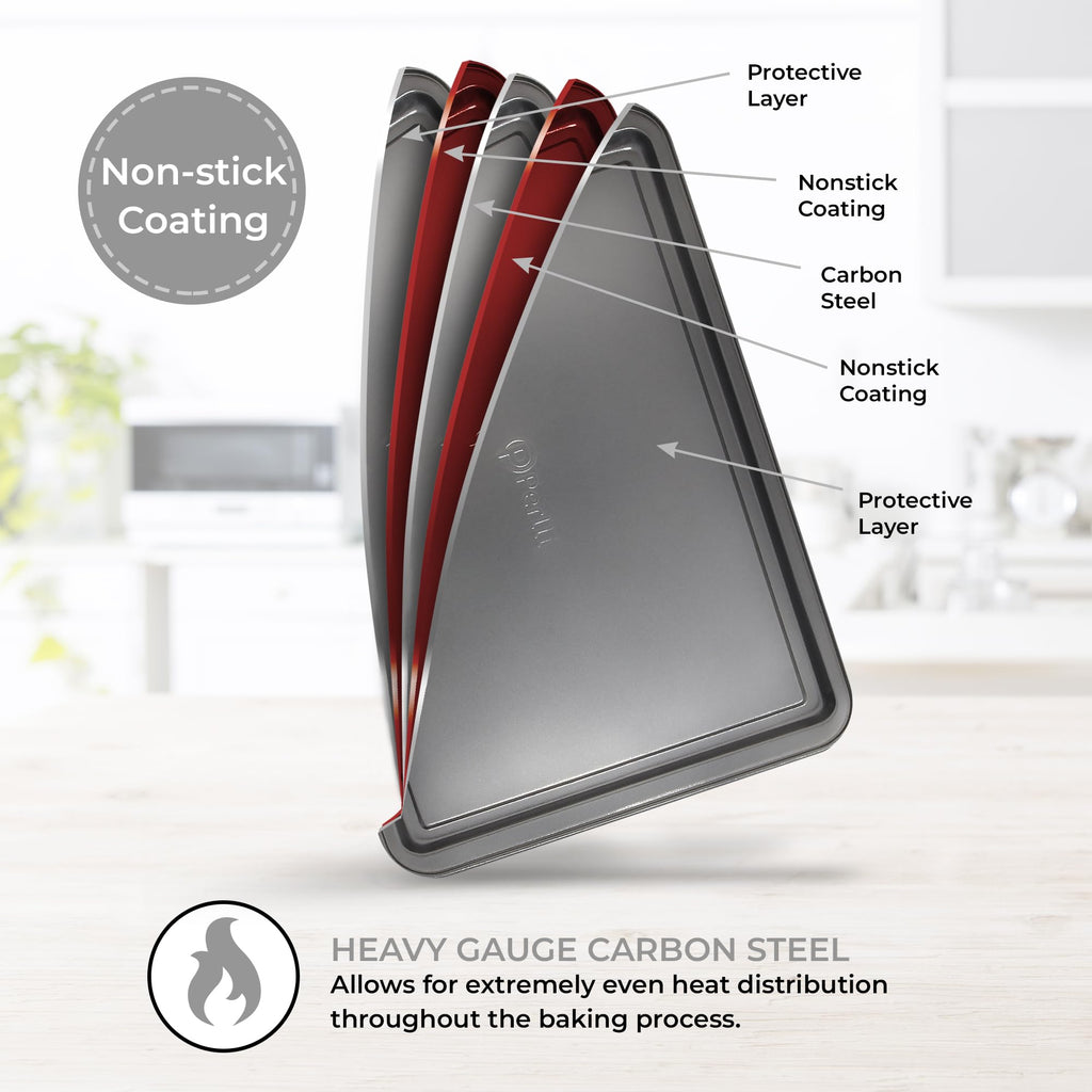 PERLLI Non-Stick 10-Piece Bakeware Set – Carbon Steel with Even Heat Distribution, Oven Safe to 446°F, BPA-Free, Dishwasher Safe, Stackable Baking Tools for Easy Storage and Everyday Cooking - Gray