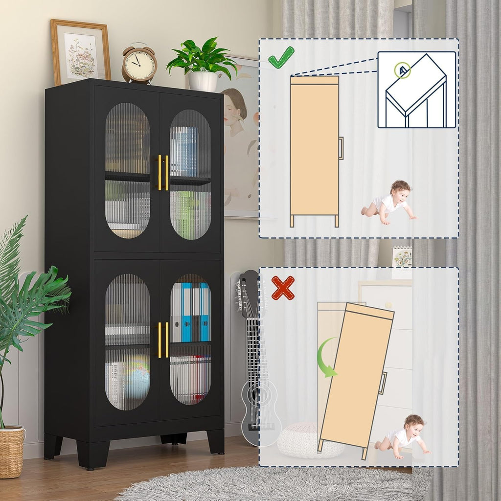 GAIOUS Metal Pantry Cabinet, Kitchen Pantry Storage Cabinets with 2 Door and 3 Adjustable Shelves, White Kitchen Pantry Cabinet, Freestanding Cupboard for Dining Room Living Room Bathroom