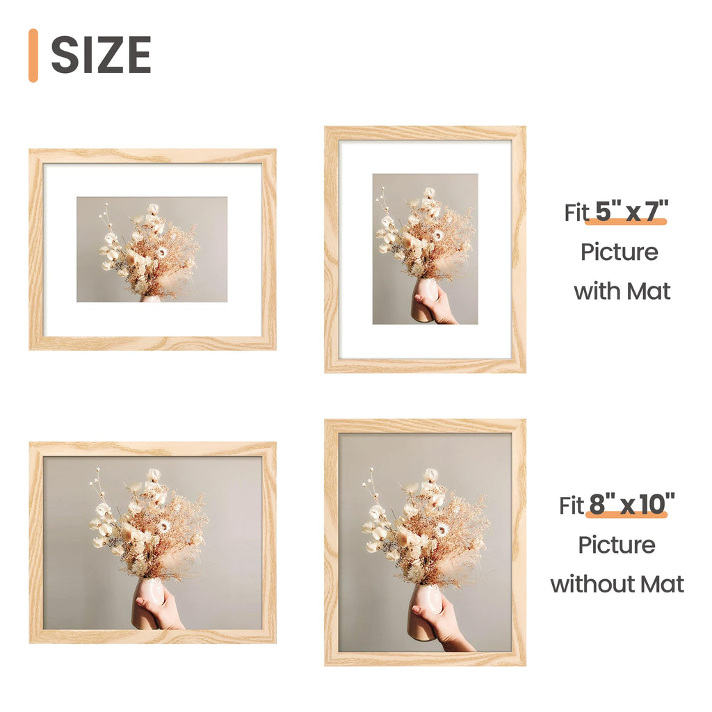 upsimples 5x7 Picture Frame Set of 10, Display Pictures 4x6 with Mat or 5x7 Without, Multi Photo Frames Collage for Wall or Tabletop Display, Black