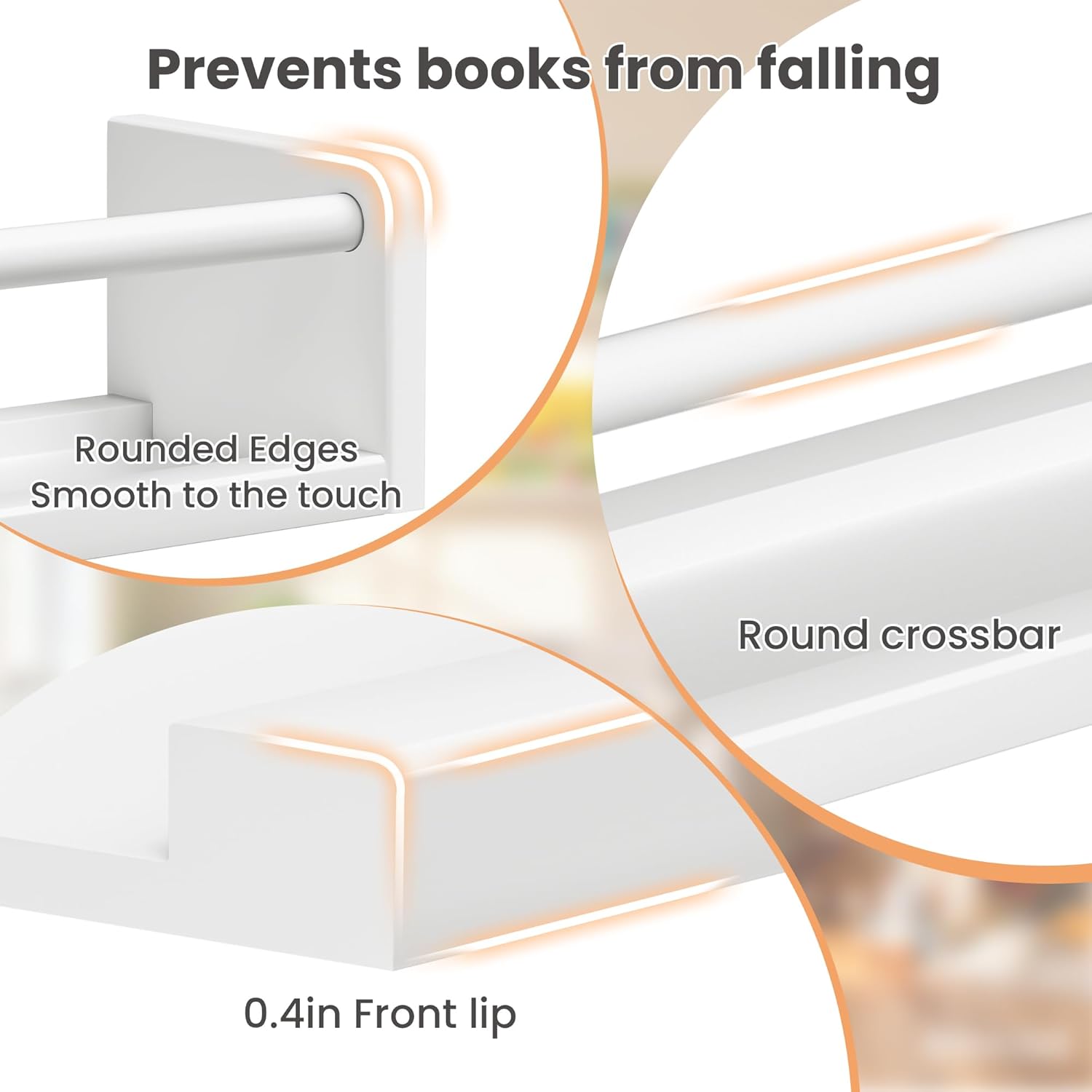 upsimples 2 Pack Nursery Book Shelves, 15.7 Inch Floating Bookshelves for Wall, Baby Nursery Decor, Small Solid Wood Wall Mounted Shelves for Baby Kids Boys Girls, White