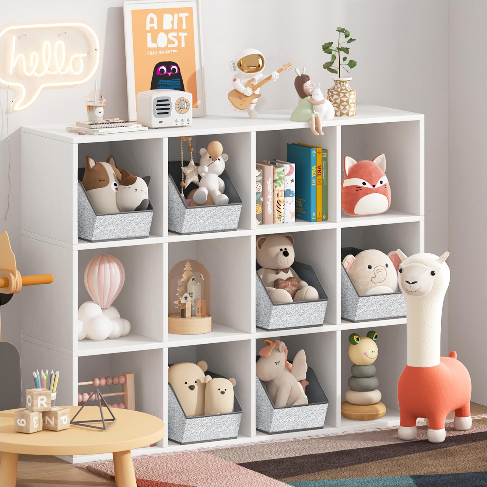 Homsorout Fabric Closet Storage Cubes - 6 Pack Square Storage Bins with Dual Handles for Clothes, Towels, Toys, Cube Storage Organizers for Bedroom, Nursery, Shelves, Closet, Small Spaces, Beige