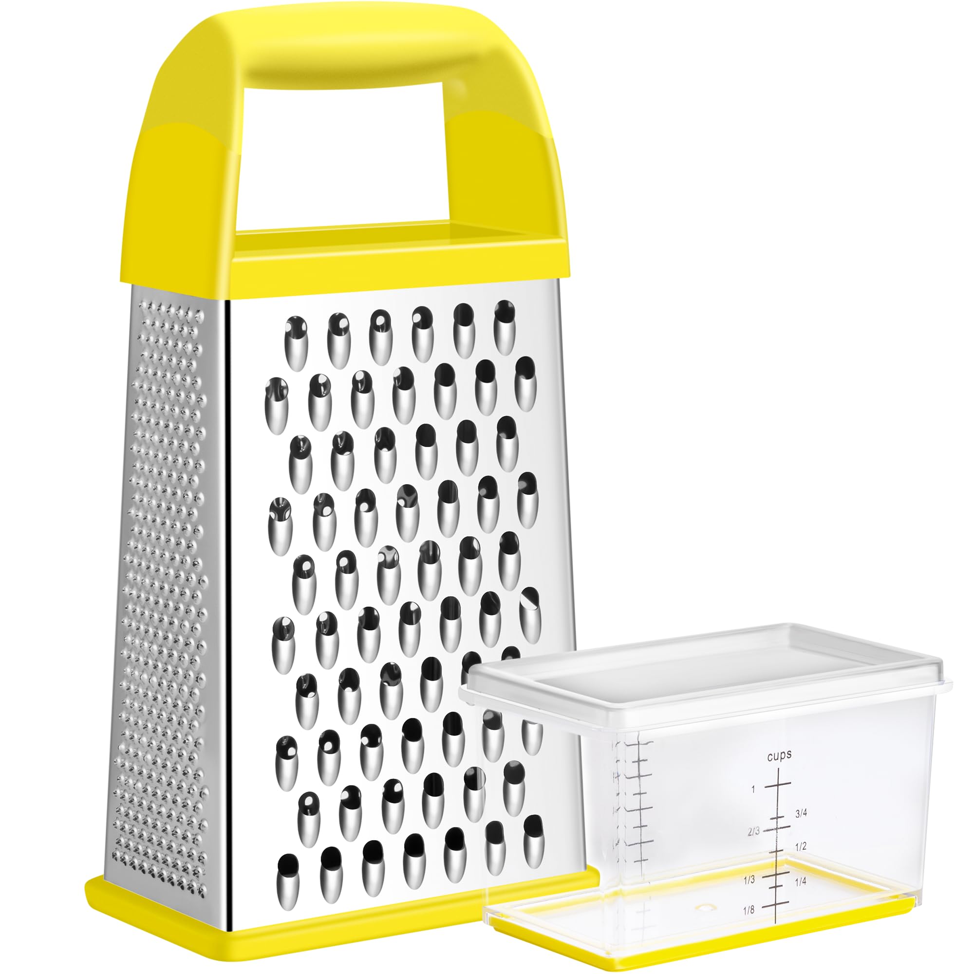 Urbanstrive Cheese Grater With Container Box Grater Stainless Steel Graters for Kitchen Cheese Shredder Parmesan Shredder Kitchen Gadgets Kitchen Tools Kitchen Gifts for Chef Dishwasher Safe Zester