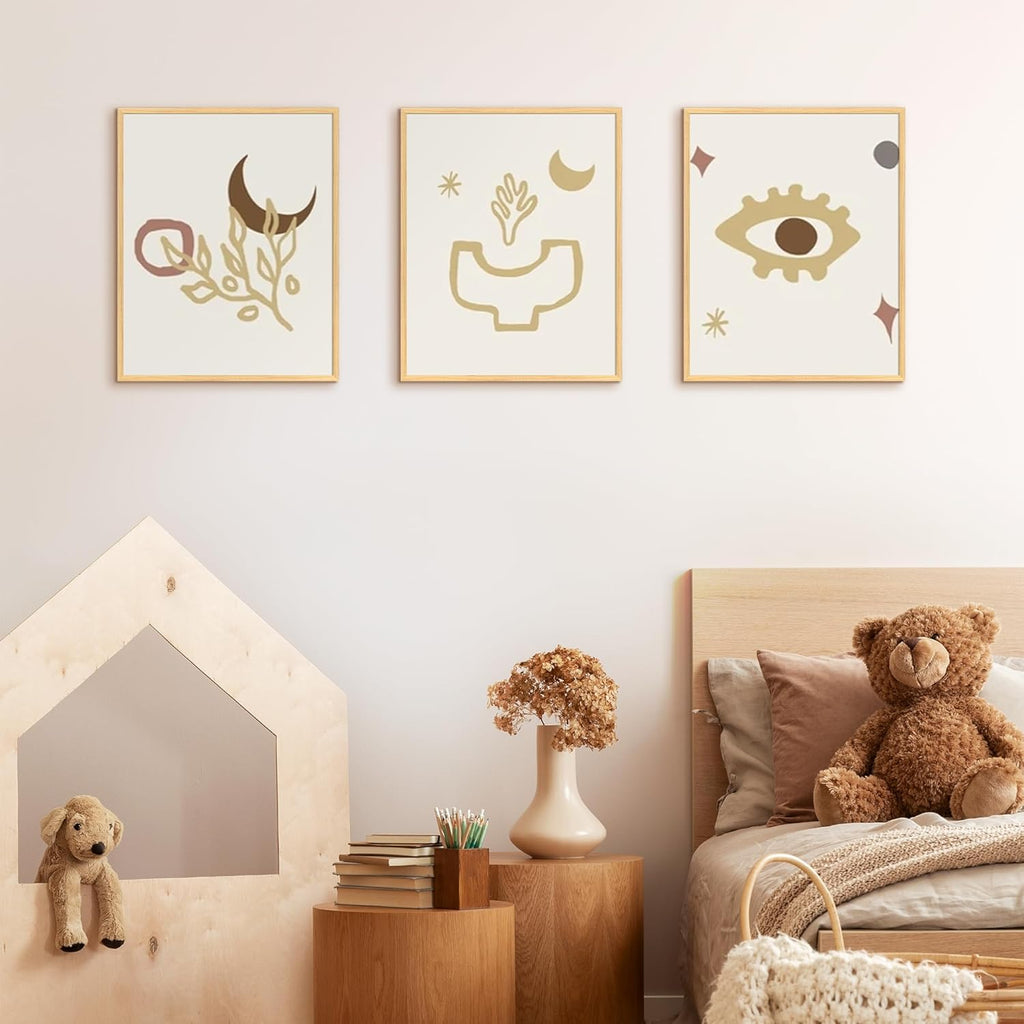 upsimples 16x20 Picture Frame Natural 3 Pack, Scratch-Proof Poster Frames 16 x 20 for Photo Gallery - Slide-In Strips, Horizontal or Vertical Wall Mounting