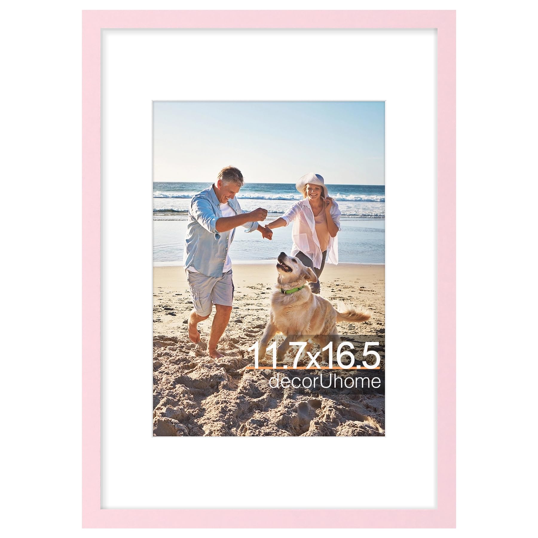 decorUhome 8x10 Picture Frame, Display Pictures 5x7 with Mat or 8x10 without Mat, Wall & Tabletop Display Photo Frame, Black, 1 Pack