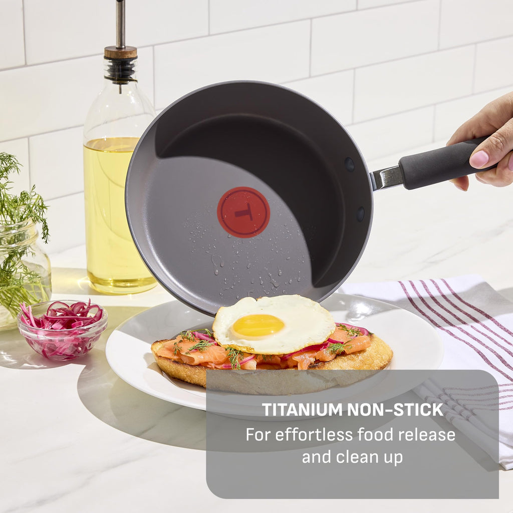T-Fal Ultimate Hard Anodized Nonstick Pots and Pans Set 17 Piece, Nonstick Cookware Set with Fry Pan, Saucepans, Saute-Pan, Griddle, Dishwasher Safe, Onyx