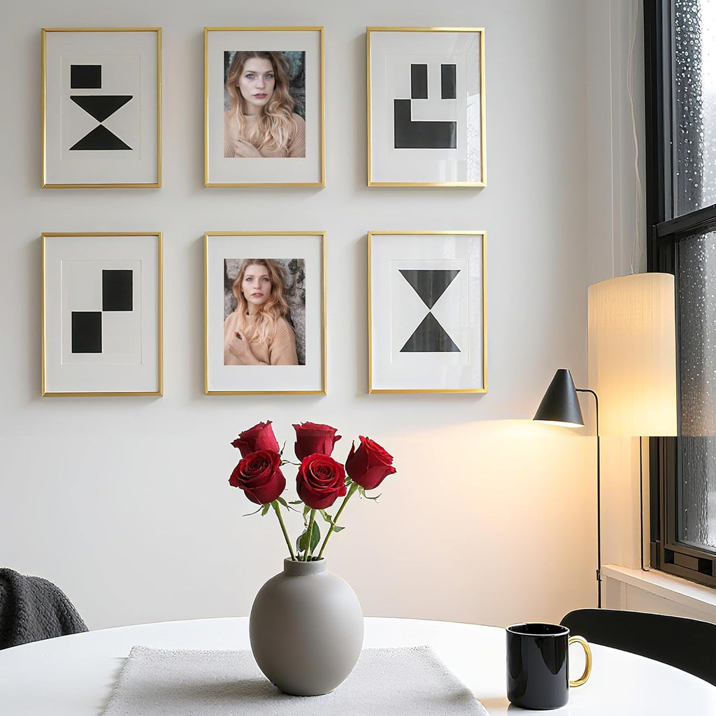 upsimples Aluminum 12x16 Picture Frame Gold, Display Photo 8.5x11 with Mat or 12 x 16 without Mat, Wall Hanging Metal Poster Frame with Acrylic Cover, 1 Pack